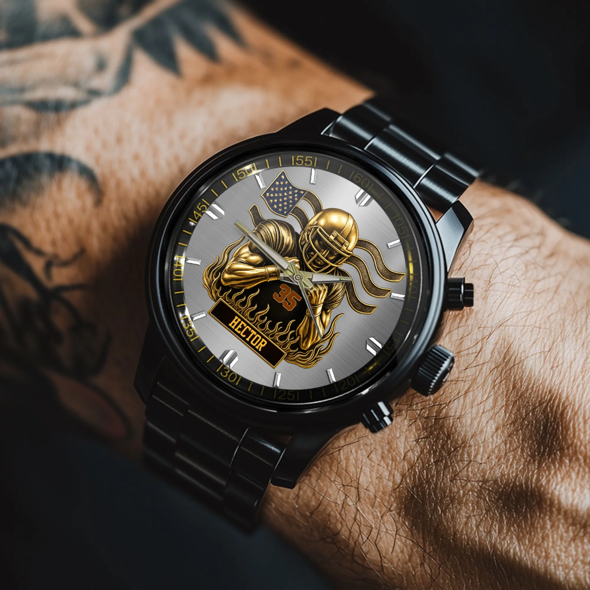 Customized American Football Watch - Personalized Name - Gift For Football Players, Football Lovers
