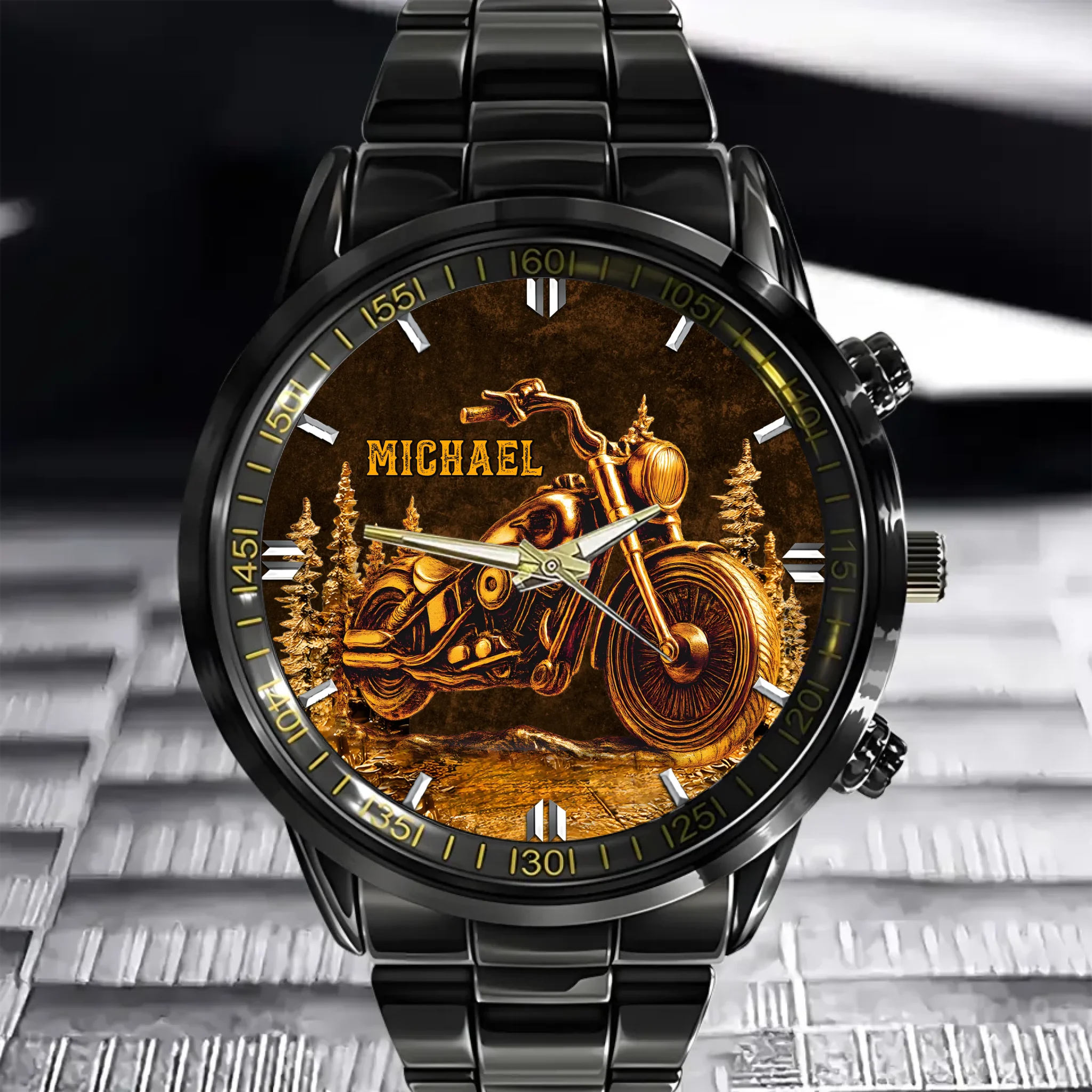 Never Underestimate An Old Man With His Motorcycle Customized Watch - Personalized Name - Gift For Motorcycle Lovers
