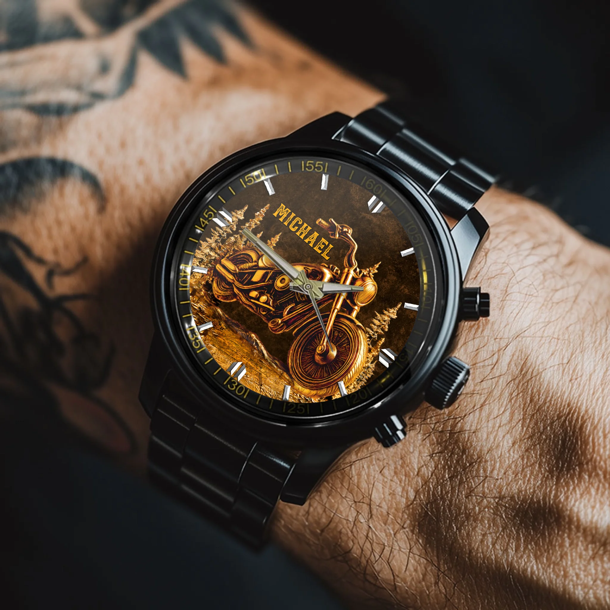 Never Underestimate An Old Man With His Motorcycle Customized Watch - Personalized Name - Gift For Motorcycle Lovers