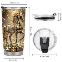 Customized Loving Horse Thermos Cup - Personalized Name - Gift For Horse Lovers
