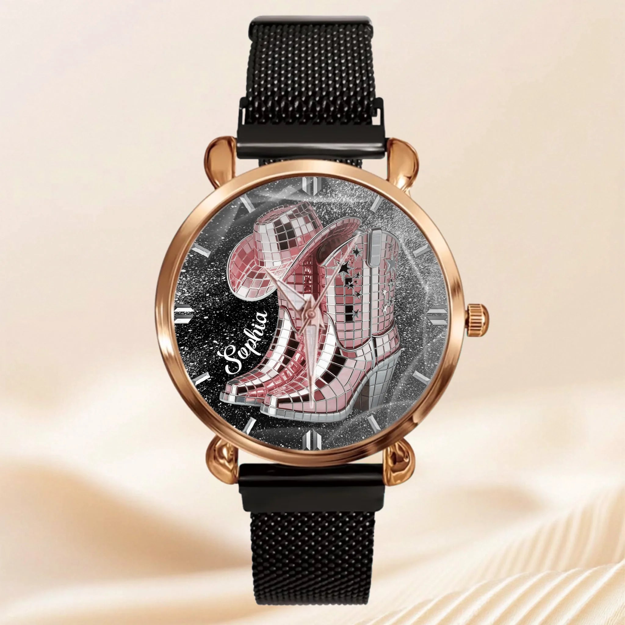 Cowgirl Boots And Hat Customized Watch - Personalized Name - Gift For Cowgirls, Cool Girls