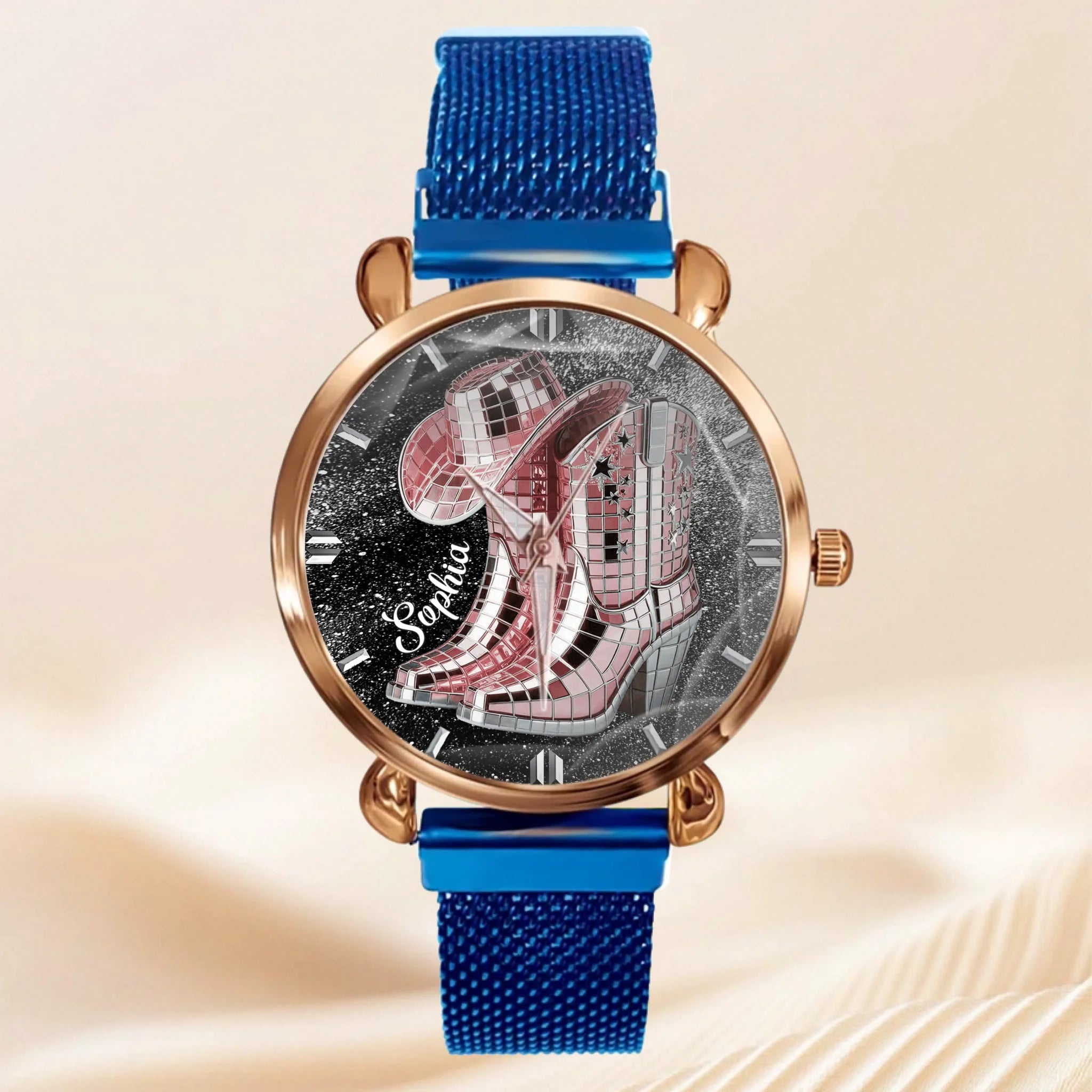 Cowgirl Boots And Hat Customized Watch - Personalized Name - Gift For Cowgirls, Cool Girls