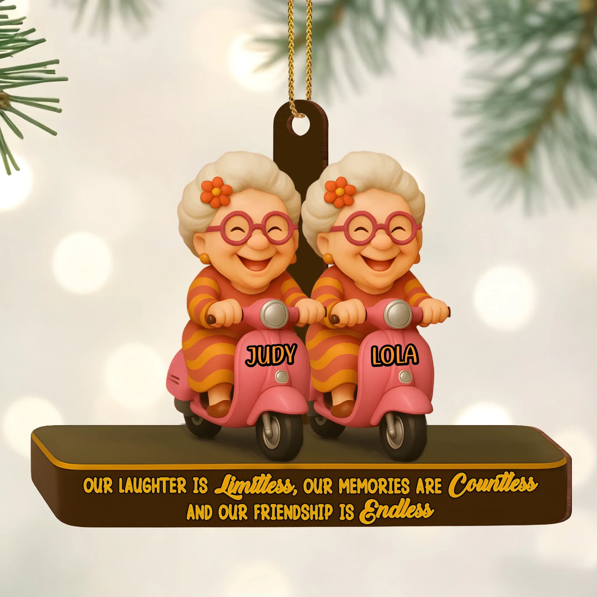 Our Laughter Is Limitless, Memories And Friendship Acrylic Ornament - Personalized Name - Memorial Gifts for Friends, Sisters