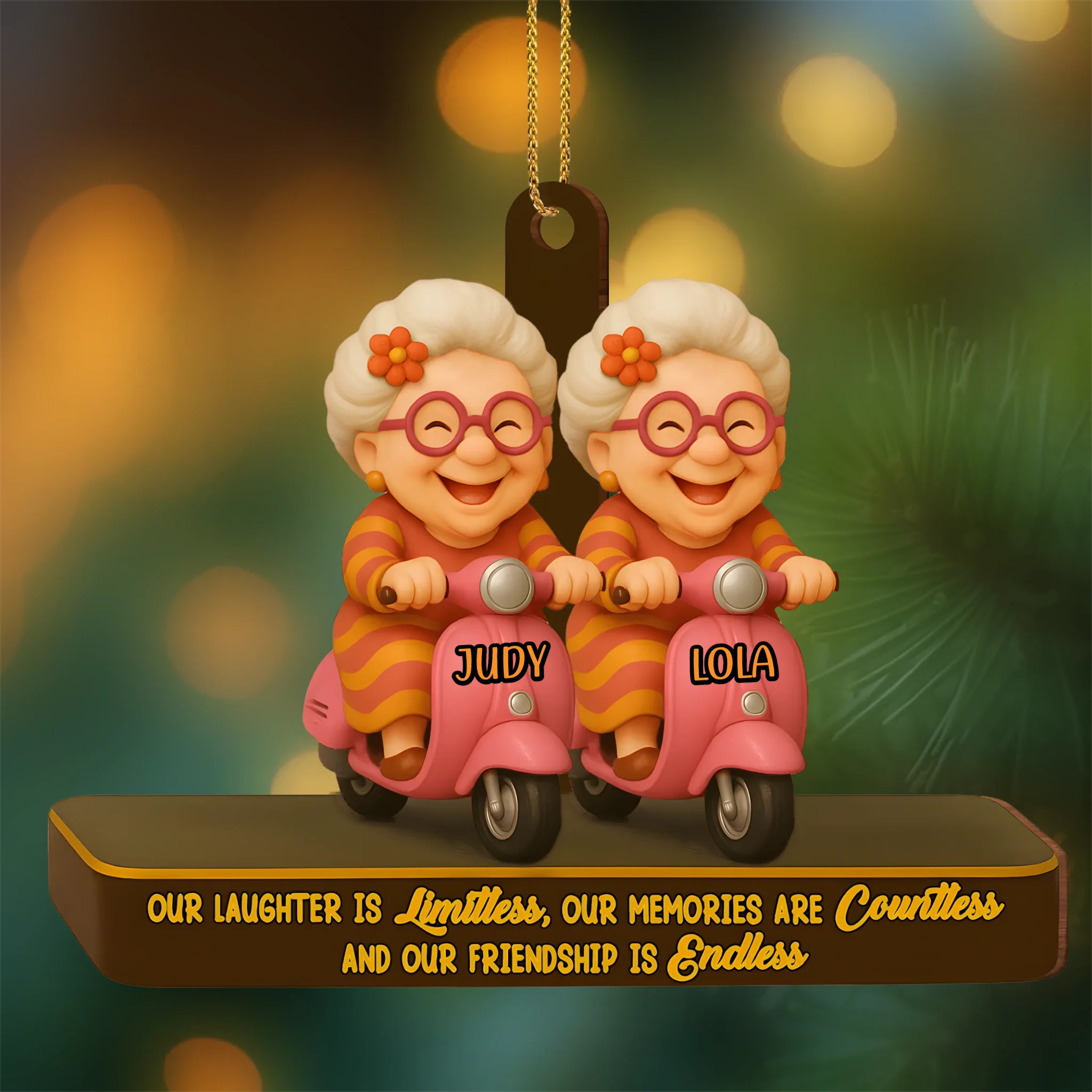 Our Laughter Is Limitless, Memories And Friendship Acrylic Ornament - Personalized Name - Memorial Gifts for Friends, Sisters