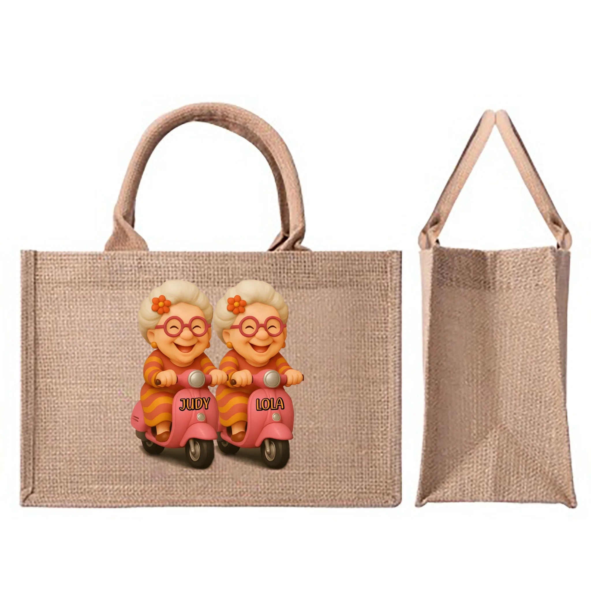 Our Laughter Is Limitless, Memories And Friendship Cotton Linen Handbag - Personalized Name - Memorial Gifts for Friends, Sisters