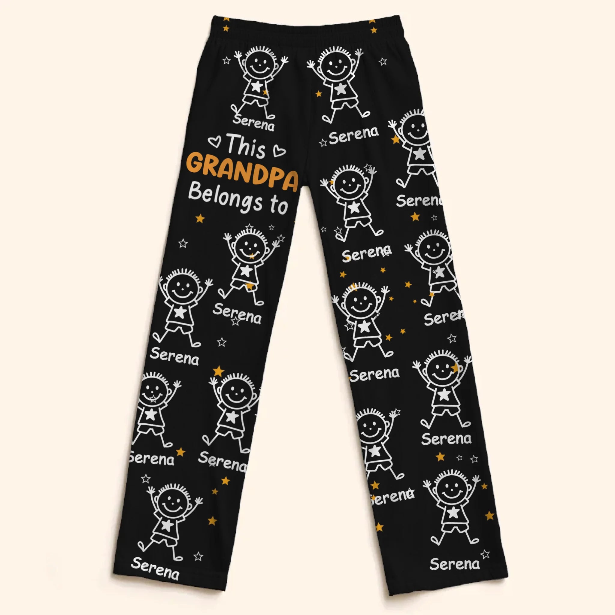 This Grandpa Dad Belongs To Kids Pet Customized Pajama Pants - Personalized Name - Gift For Grandpa, Dad