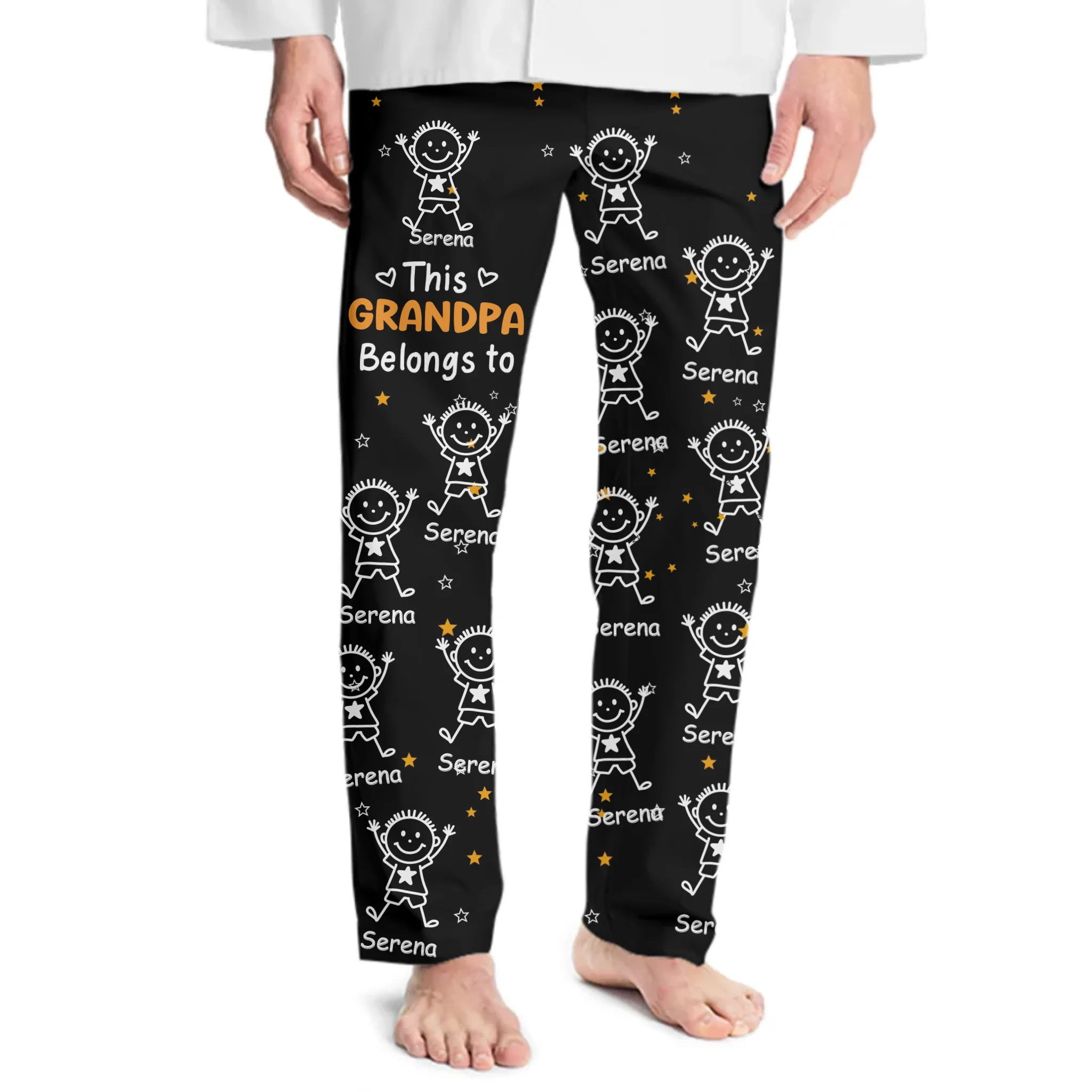This Grandpa Dad Belongs To Kids Pet Customized Pajama Pants - Personalized Name - Gift For Grandpa, Dad