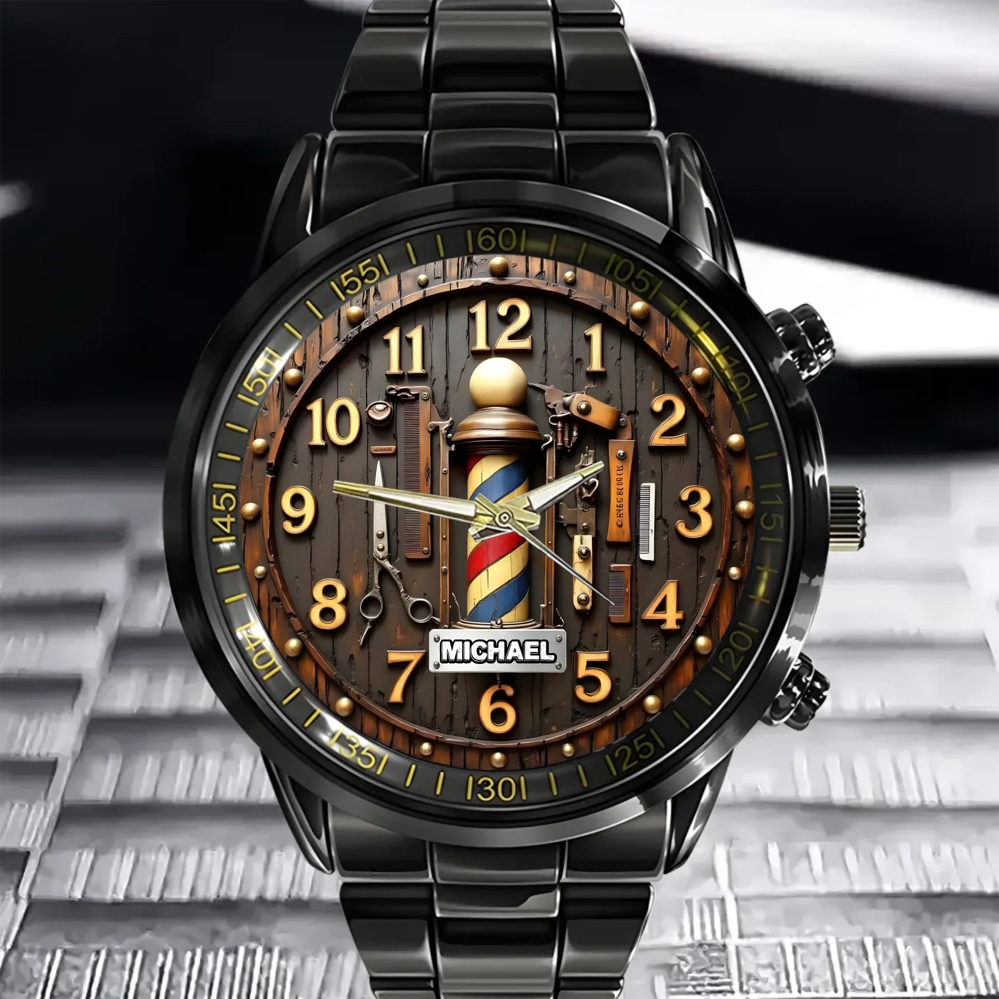 Vintage Barber Shop Customized Watch - Personalized Name - Gift For Barber