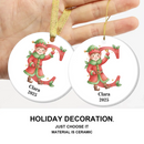 Customized Elf Initial Ceramic Ornament, Personalized Name And Initial, Christmas Gift for kids, Party gatherings