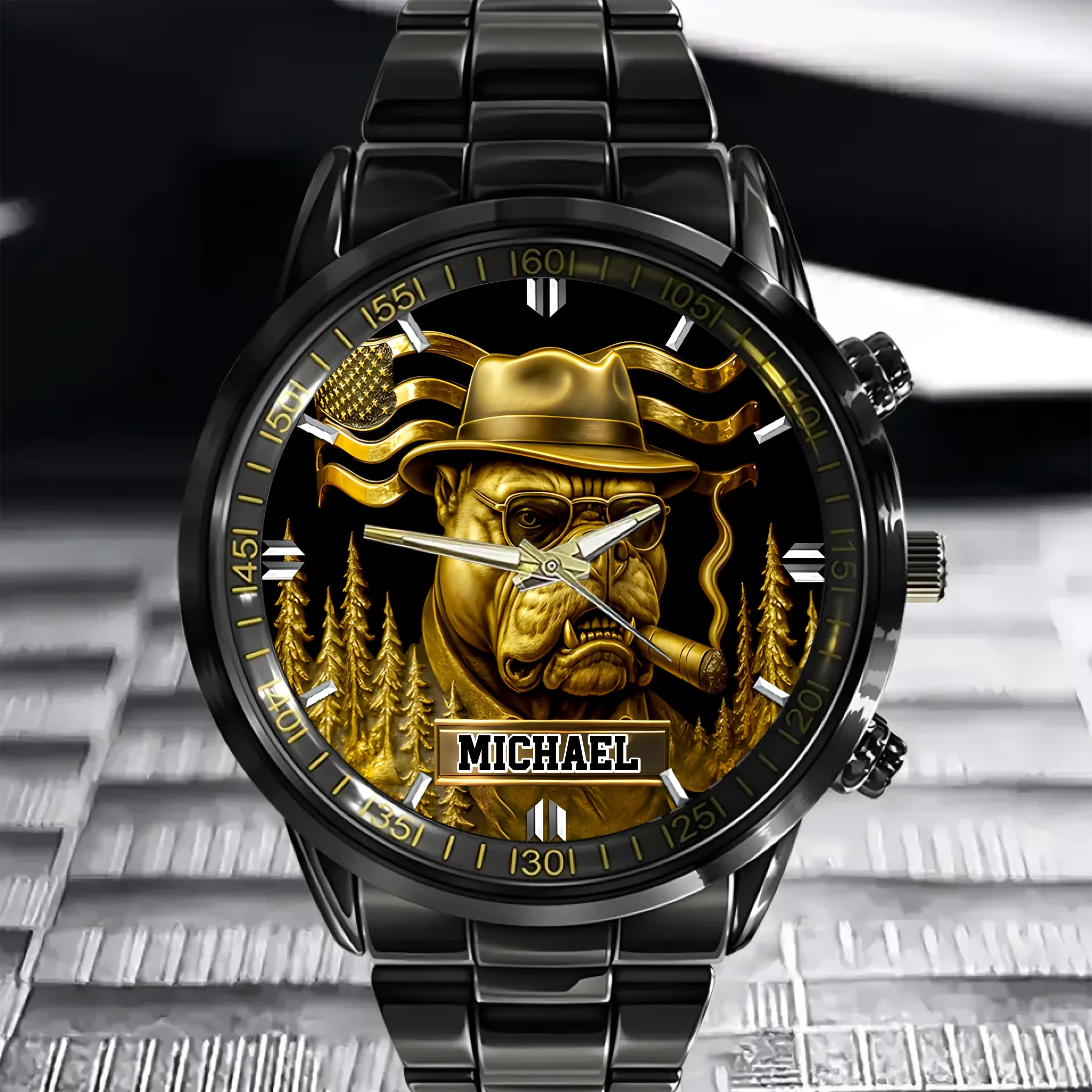 Mafia Pitbull Customized Watch - Personalized Name - Gift For Friend, Bulldog Enthusiast