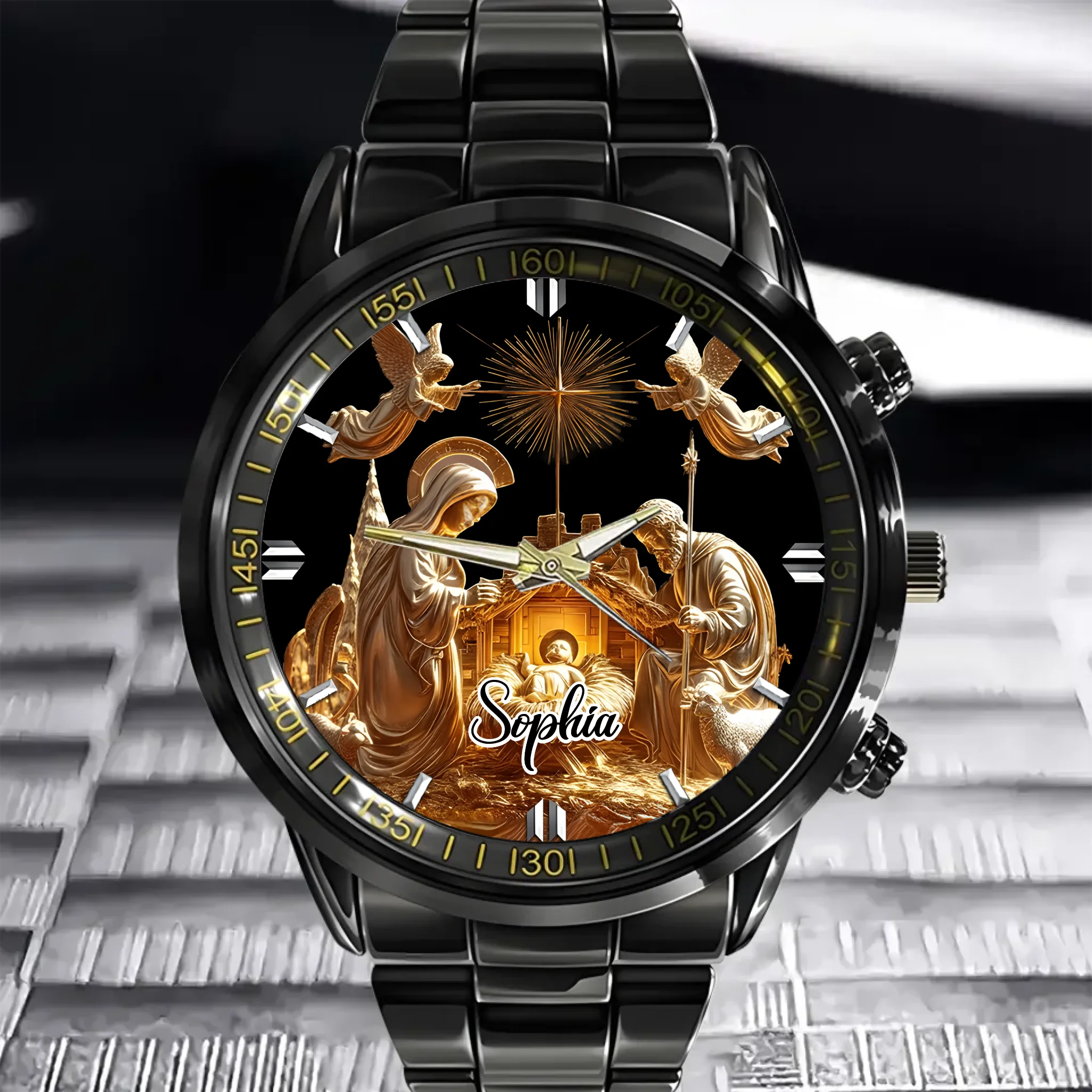 Nativity Moment Customized Christian Watch - Personalized Name - Birthday Gift For Christians