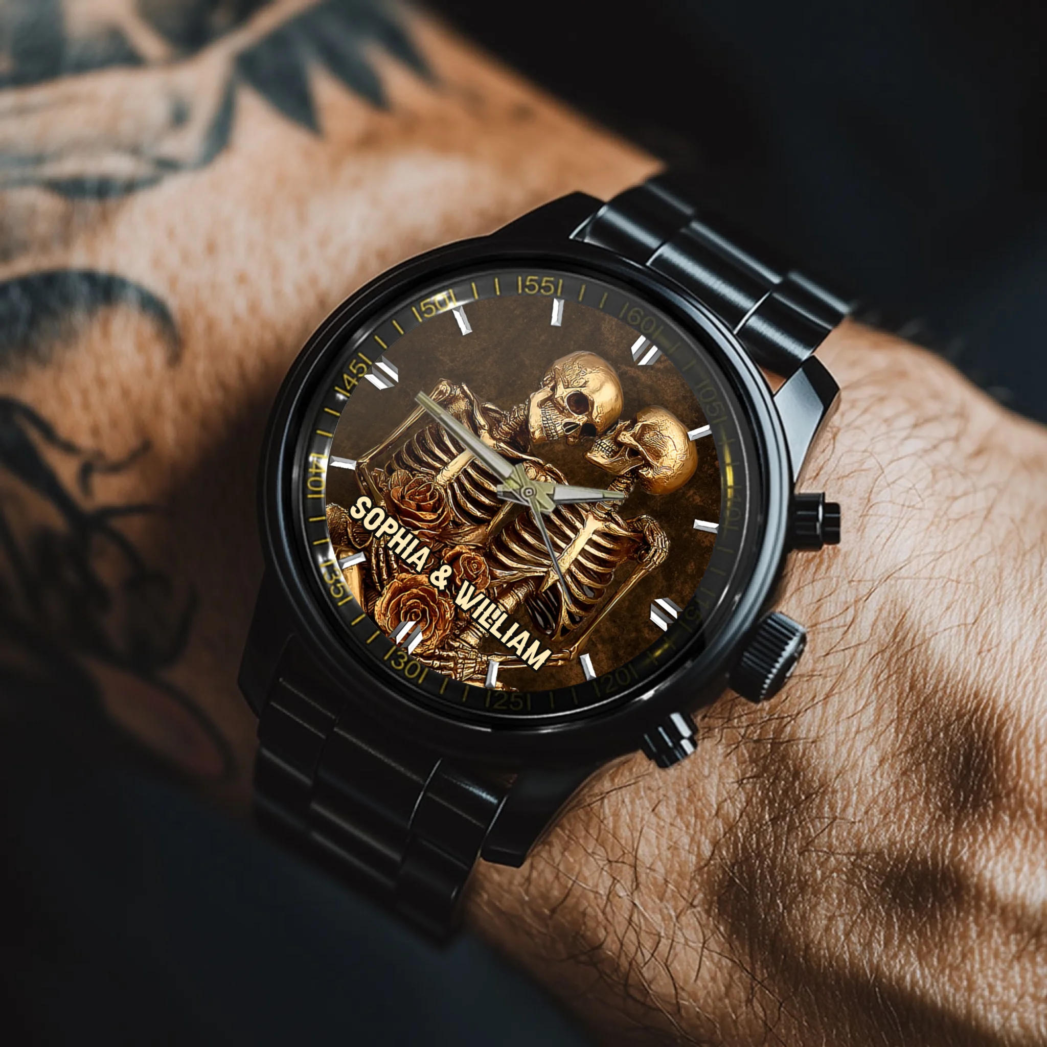 Customized Skeleton Couple Watch - Personalized Name - Romantic Gift For Couple