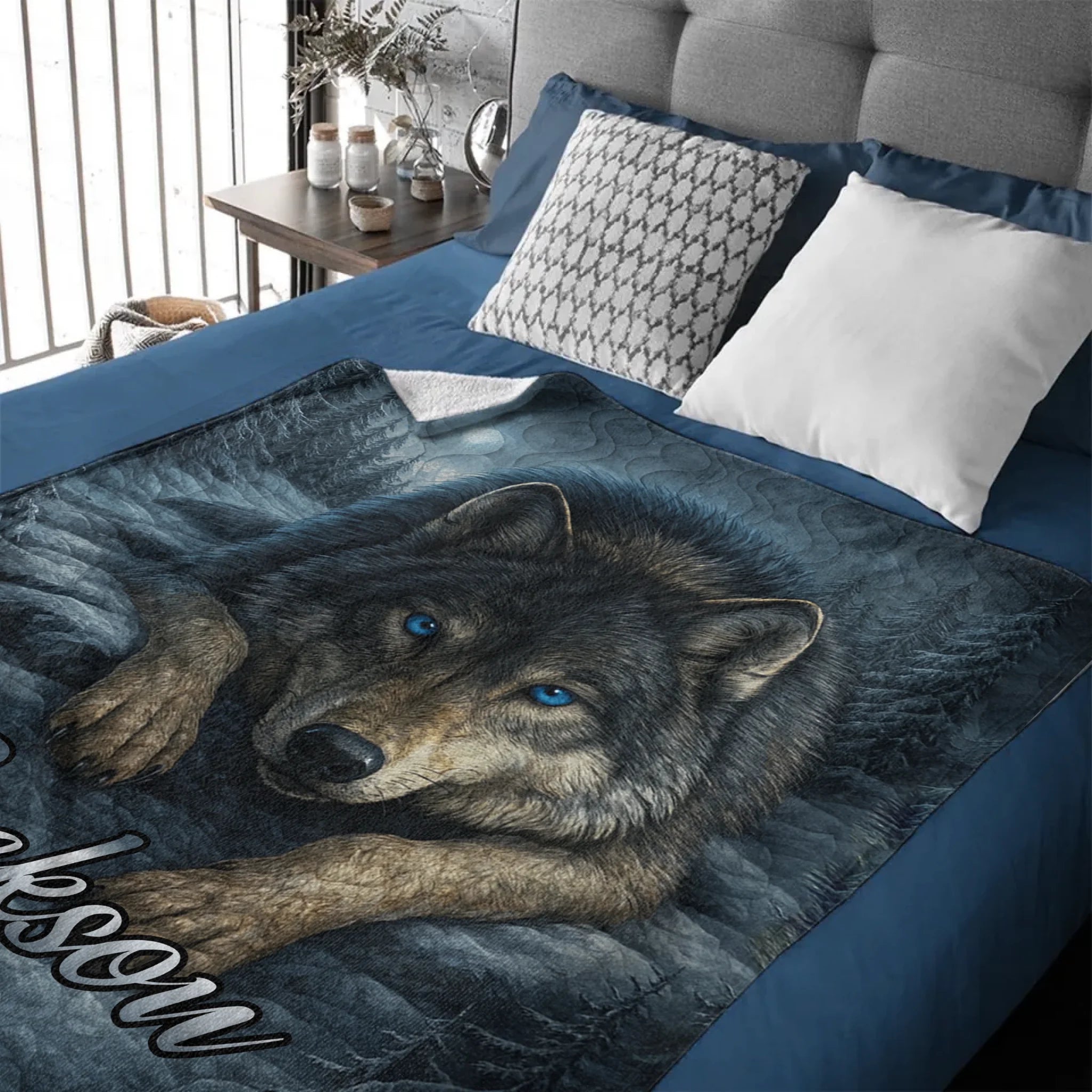 Customized Wolf Mission Blanket - Personalized Name - Gift For Wolf Lovers