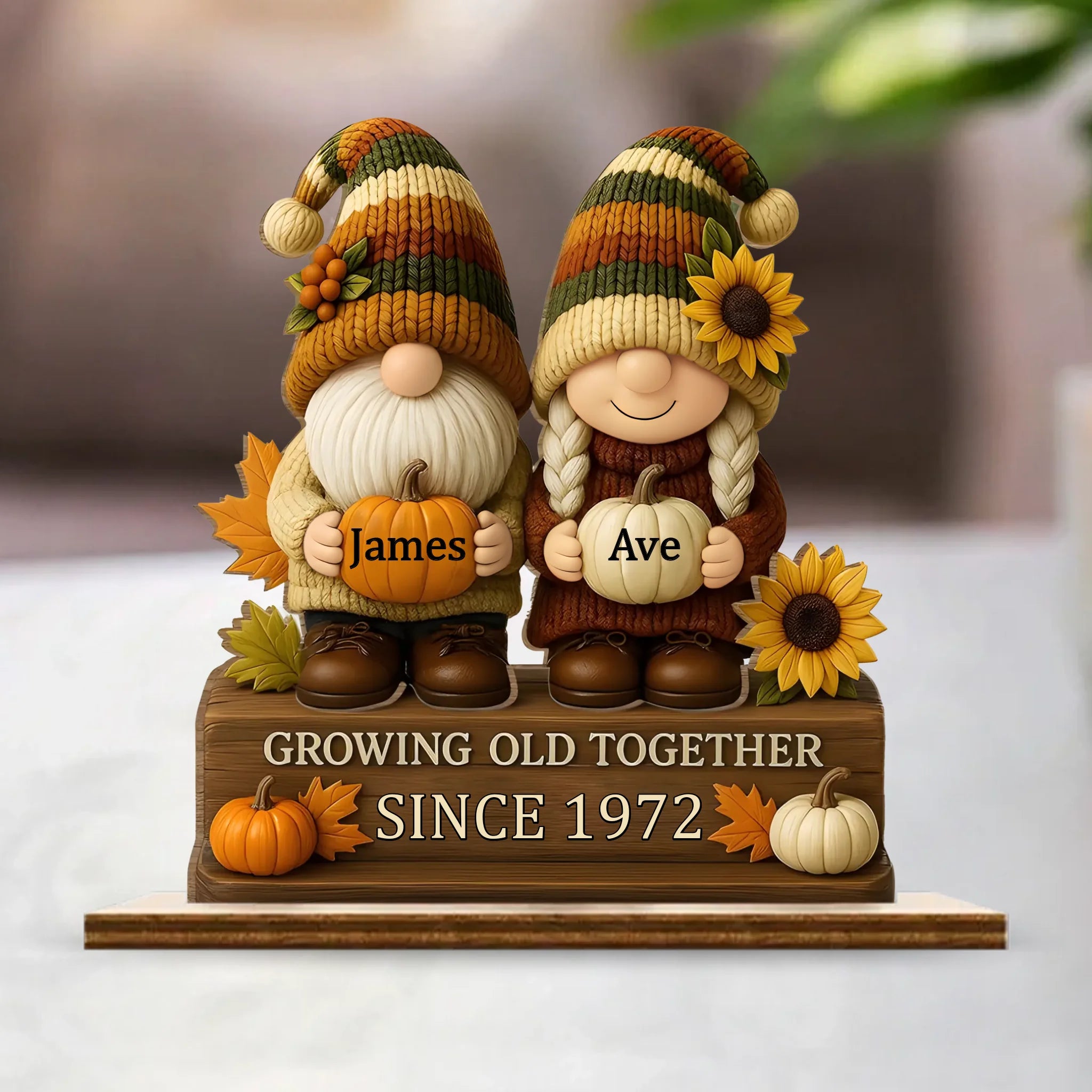 Growing Old Together Customized Wooden Plaque - Personalized Name - Gift For Couples And Grandparents