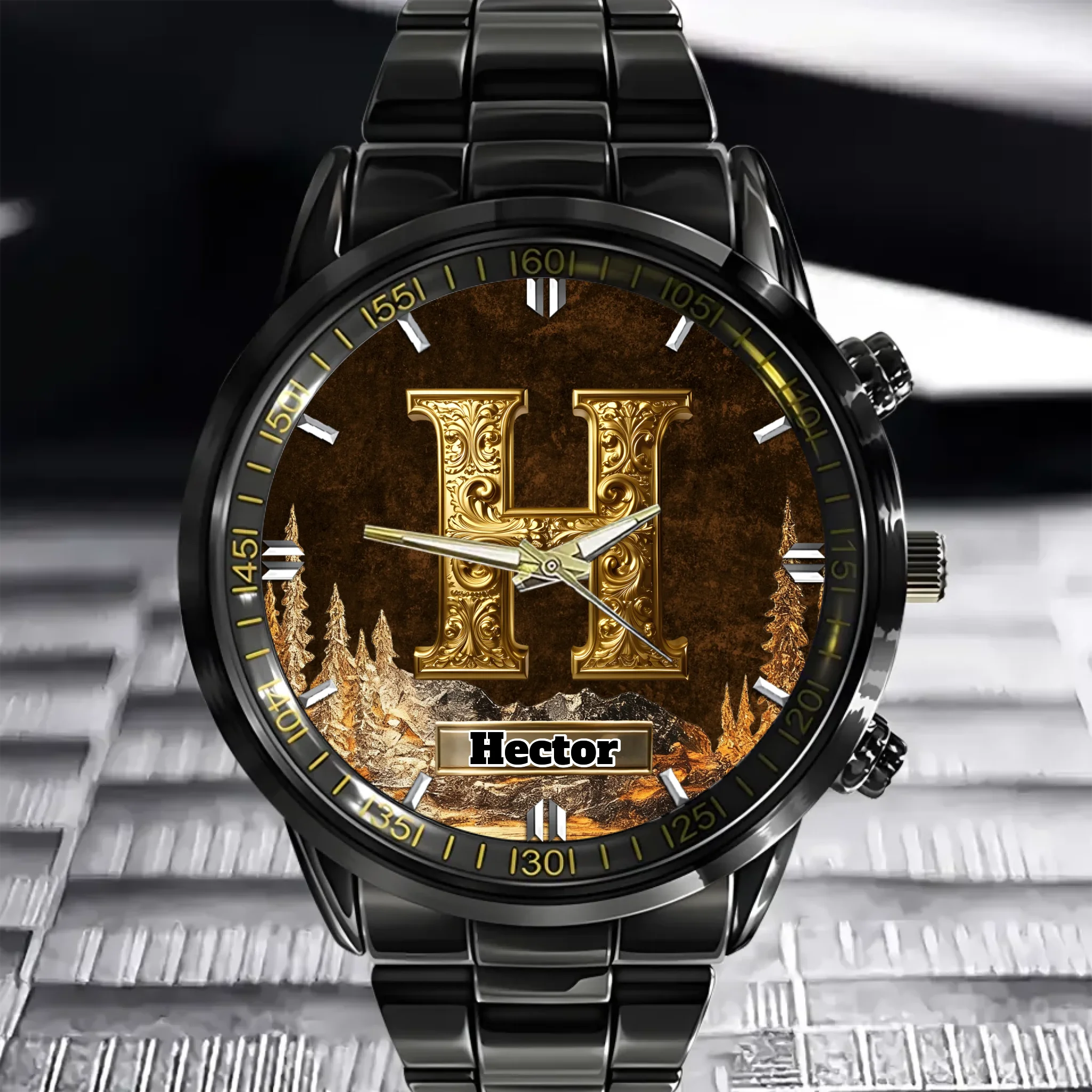 Custom Letter Watch - Personalized Initial Engraved Wristwatch with Strap Options for Men & Women - Gift for Him/Her