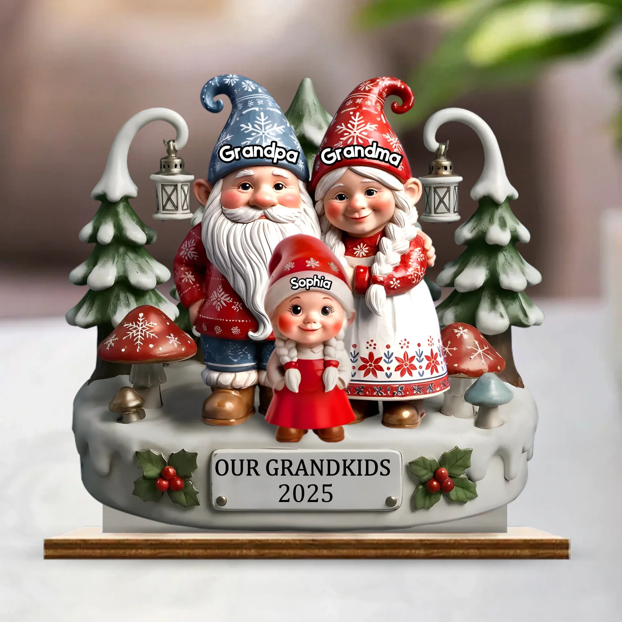 Customized Christmas Wooden Plaque – Personalized Characters And Names - Warm Family Christmas Gifts