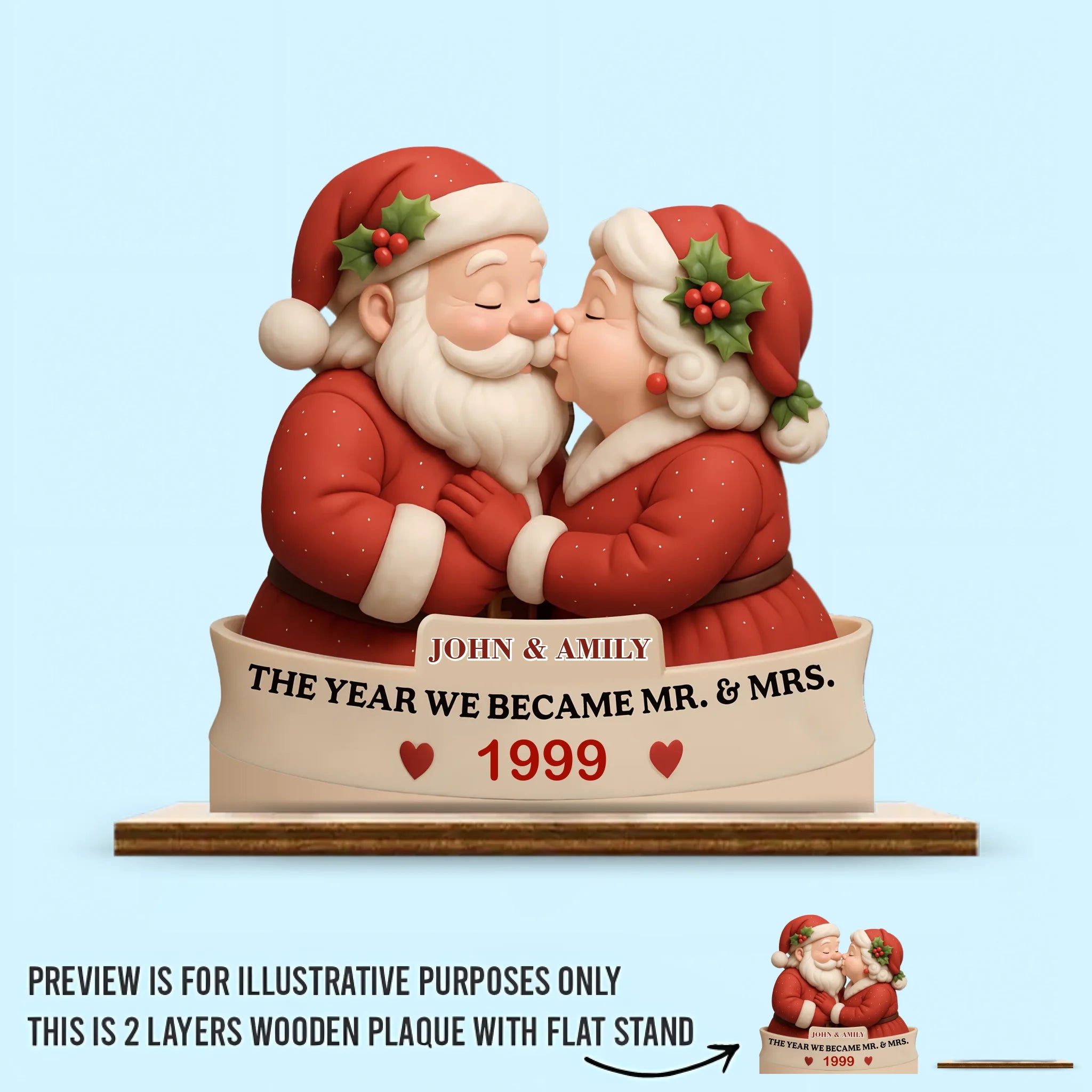 🎄The Christmas Couple Customized Christmas Wooden Plaque – Personalized Name - Gift For Couples And Grandparents