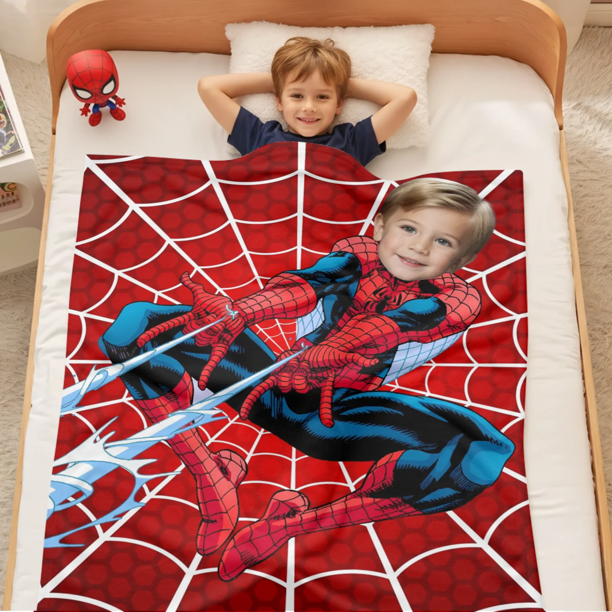 Personalized Comic Hero Blanket – Custom Name & Photo Soft Flannel Blanket – Perfect Gift for Kids & Students