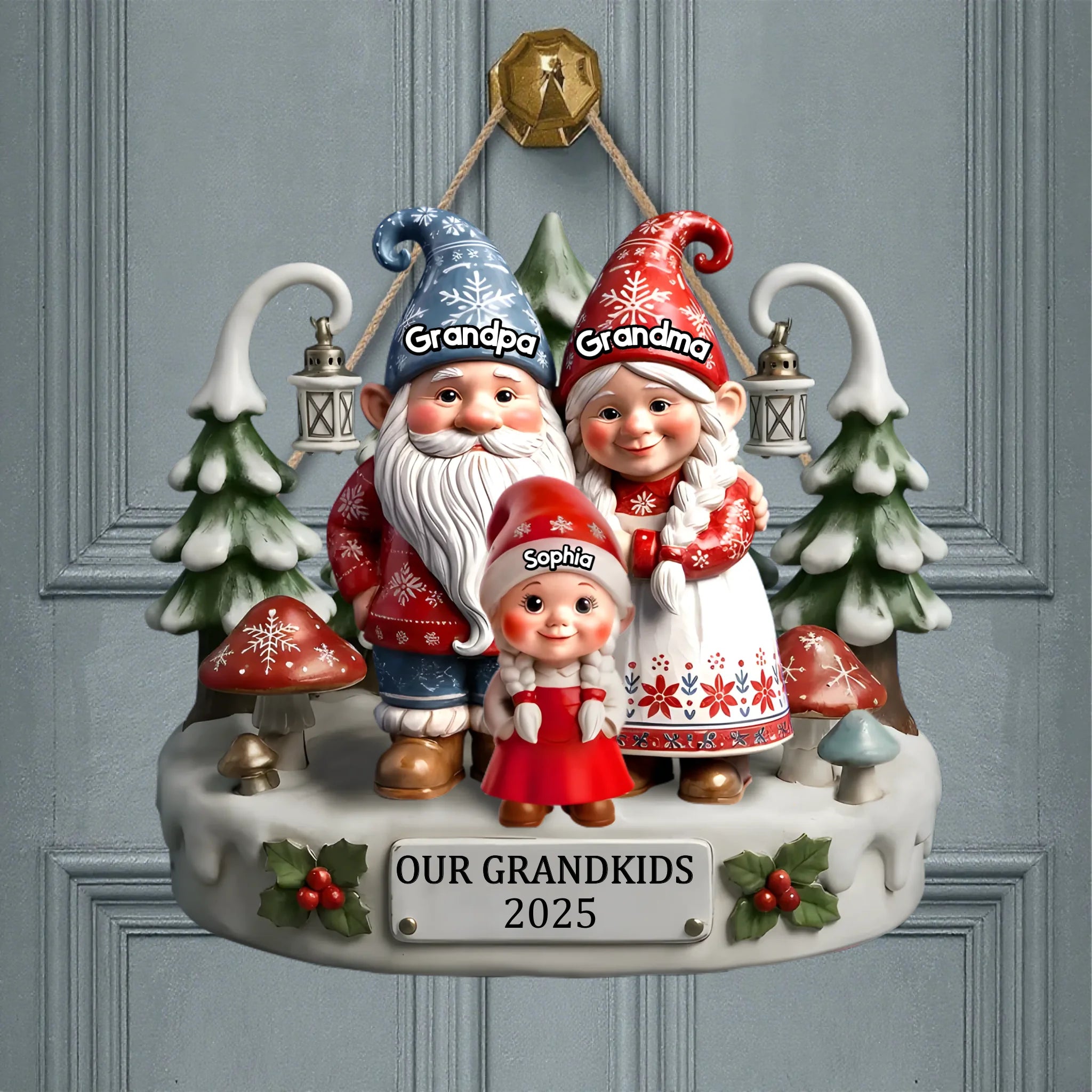Customized Christmas Wooden Sign - Personalized Characters And Names - Christmas Decorative Doorplate Souvenir Of Grandparents