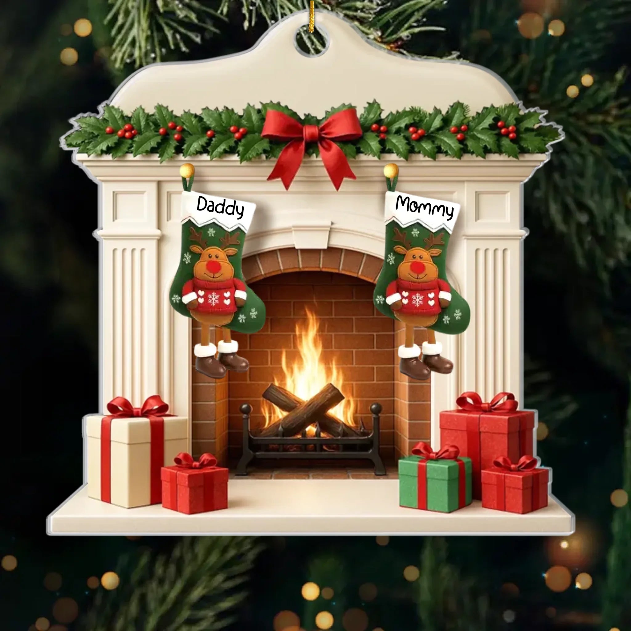 Custom Acrylic Ornament - Personalized Christmas Birthday Gifts For Mom, Dad, Brother, Sister, Kids - Christmas Glows Where Hearts Gather