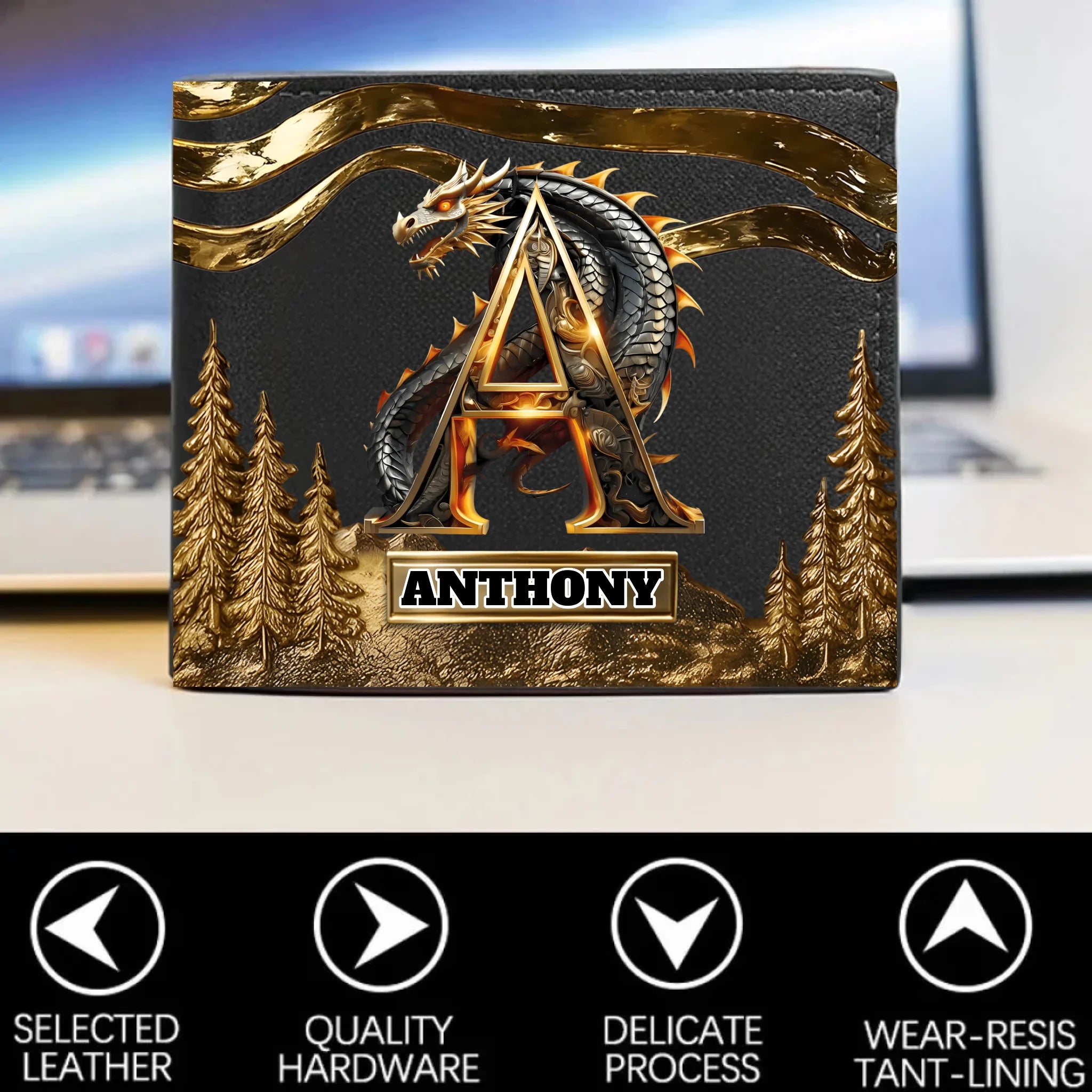 🐲Customized Dragons Mission Wallet - Personalized Name And Initial Letter - Gift for Dragon Lovers
