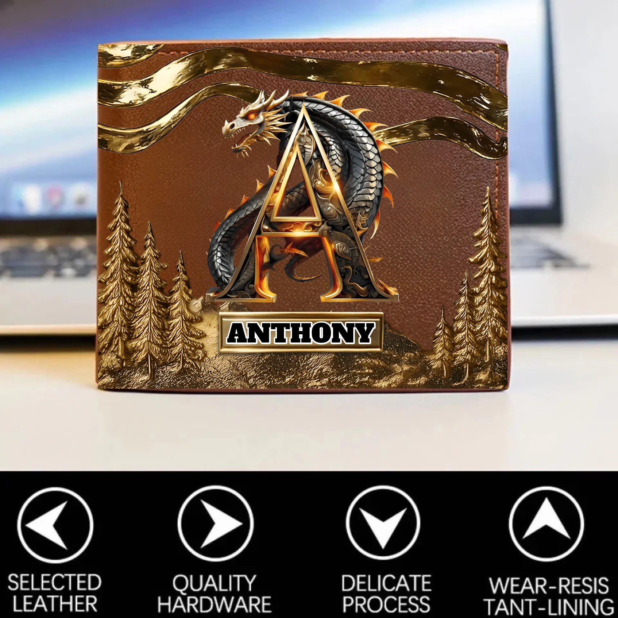🐲Customized Dragons Mission Wallet - Personalized Name And Initial Letter - Gift for Dragon Lovers