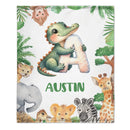 Custom Animal Alphabet Blanket – Personalized Jungle Learning Blanket – Gift for Kids