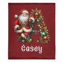 Custom Christmas Santa Alphabet Blanket – Personalized Holiday Initial Throw – Gift for Kids & Families