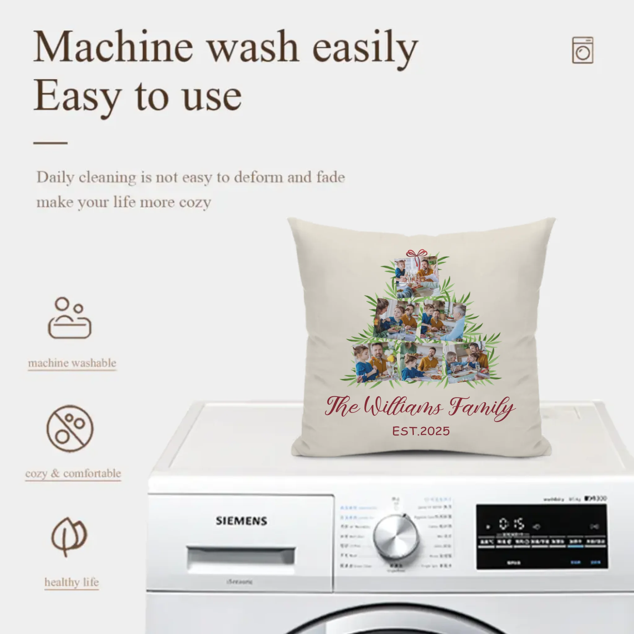 🎄Customized Christmas Tree Photo Throw Pillow - Personalized 6 Photos - Gift for Family