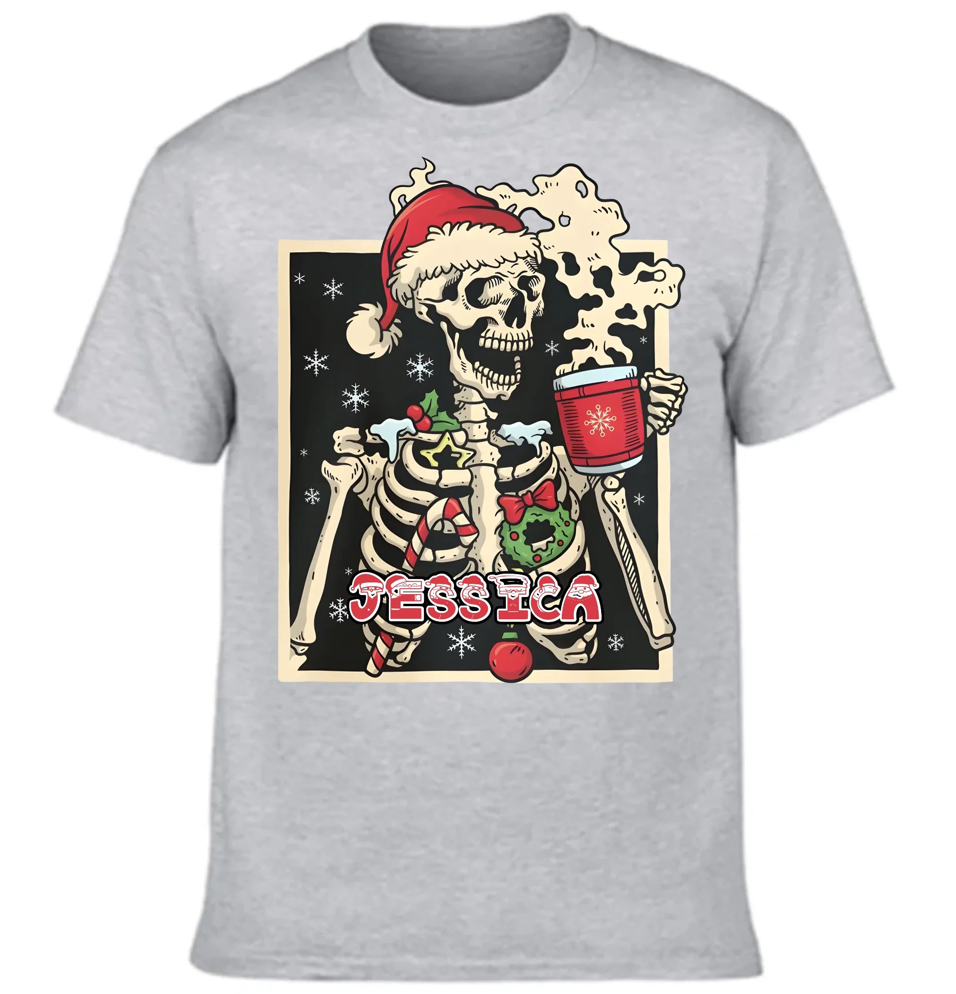 ☕️Customized Dead Inside Skeleton Christmas Clothing - Personalized Name - Christmas Gift For Coffee, Skull Lover