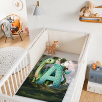 Custom Dinosaur Alphabet Blanket – Personalized Dino Letter Blanket – Gift for Kids & Toddlers