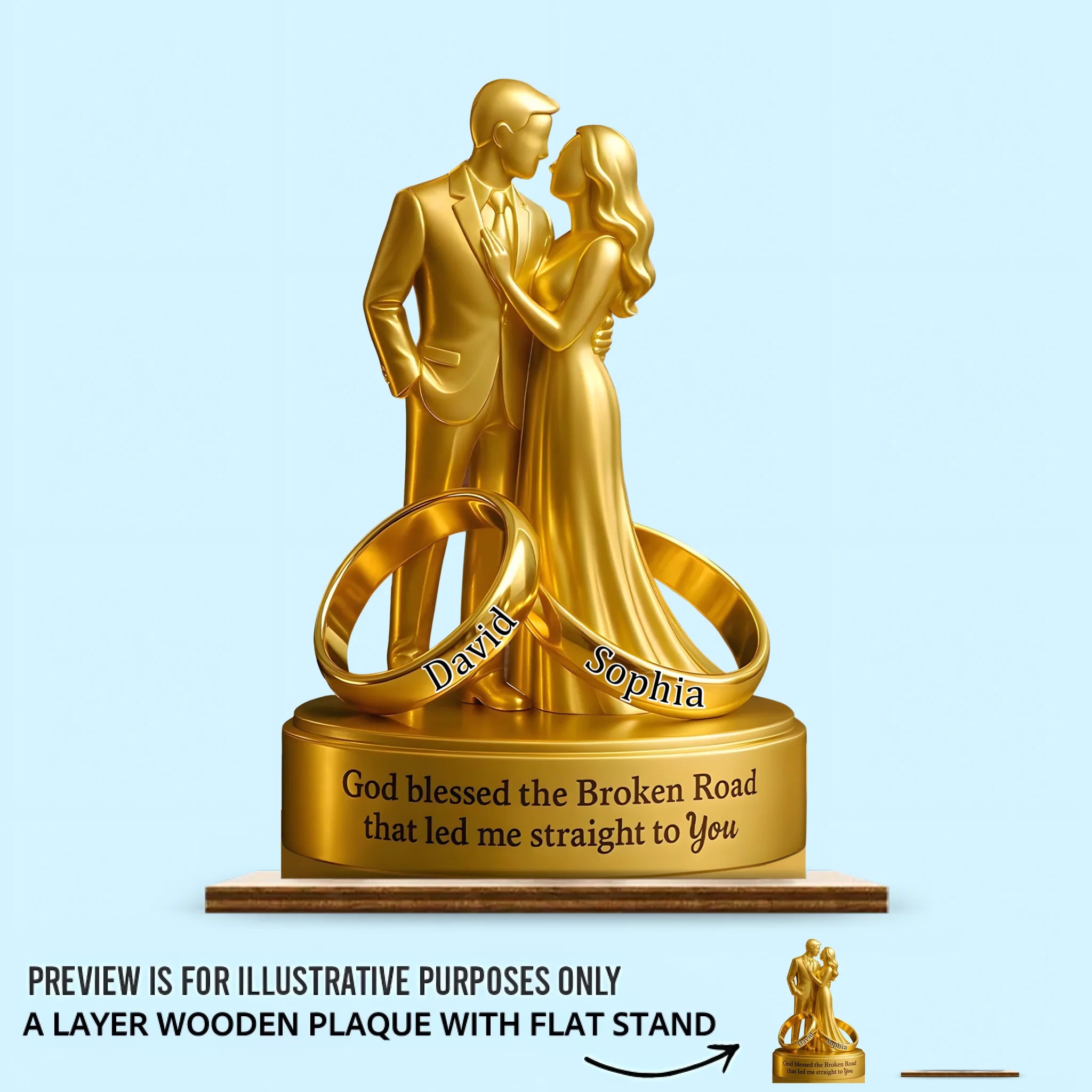 Divine Path of Love Customized Wooden Plaque – Personalized Name - Gift For Couples, Anniversary