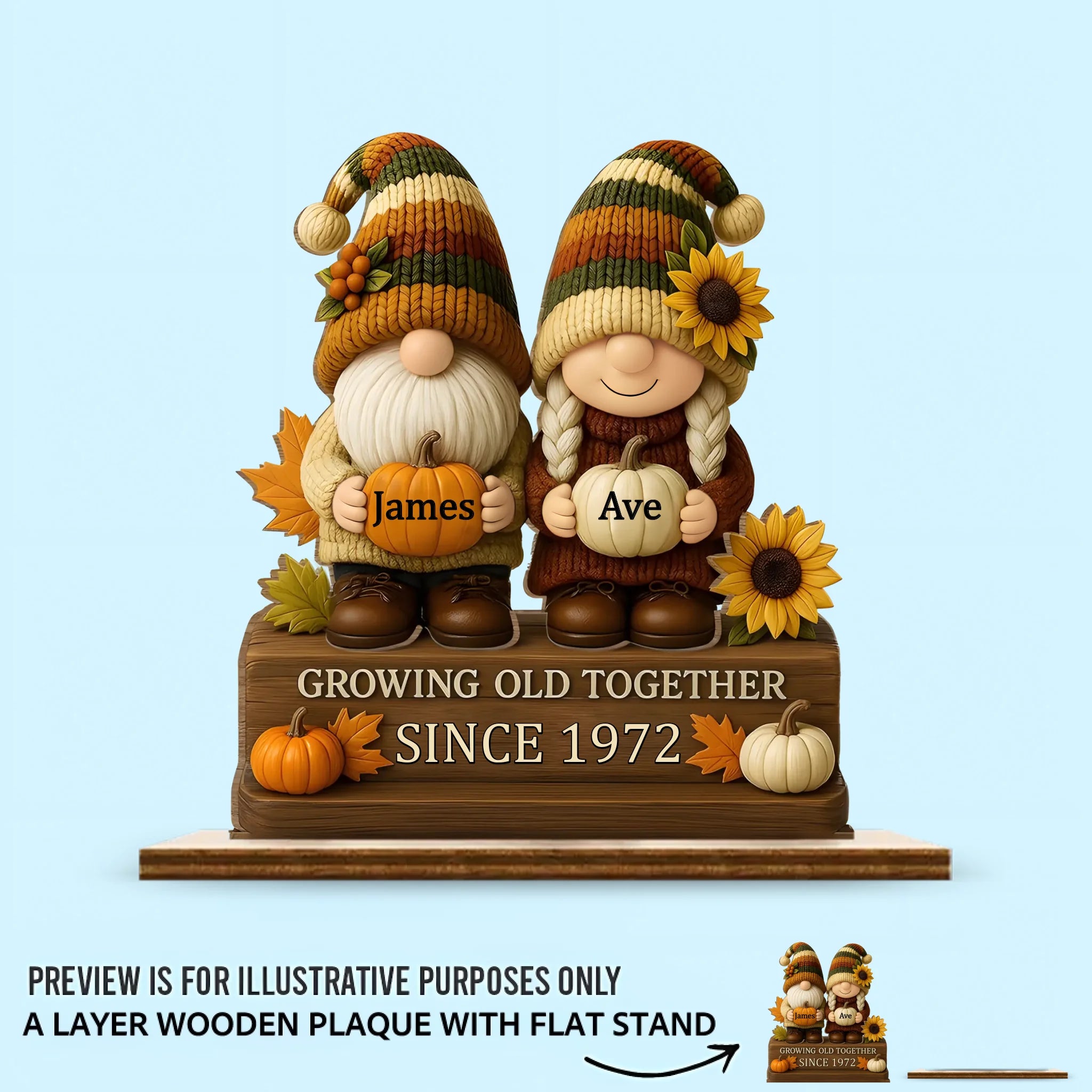 Growing Old Together Customized Wooden Plaque - Personalized Name - Gift For Couples And Grandparents