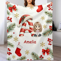 Customized Christmas Blanket - Personalized Character, Initial and Name - Christmas Gifts For Baby, Kid, Friend, Family