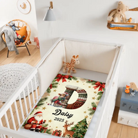 Customized Cute Animals Knitted Letter Design Blanket - Personalized Name And Initial Letter - Christmas Gift For Family, Friends