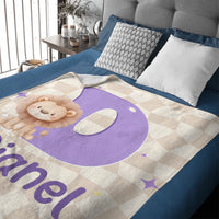 Customized Horse Fantasy Unicorn Cute Animal Blanket - Personalized Name and Initial Letter - Gift For Boys, Girls