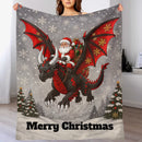 Customized Santa Claus Riding A Dragon Blanket - Personalized Text - Christmas Gift