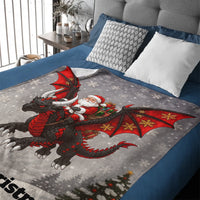Customized Santa Claus Riding A Dragon Blanket - Personalized Text - Christmas Gift