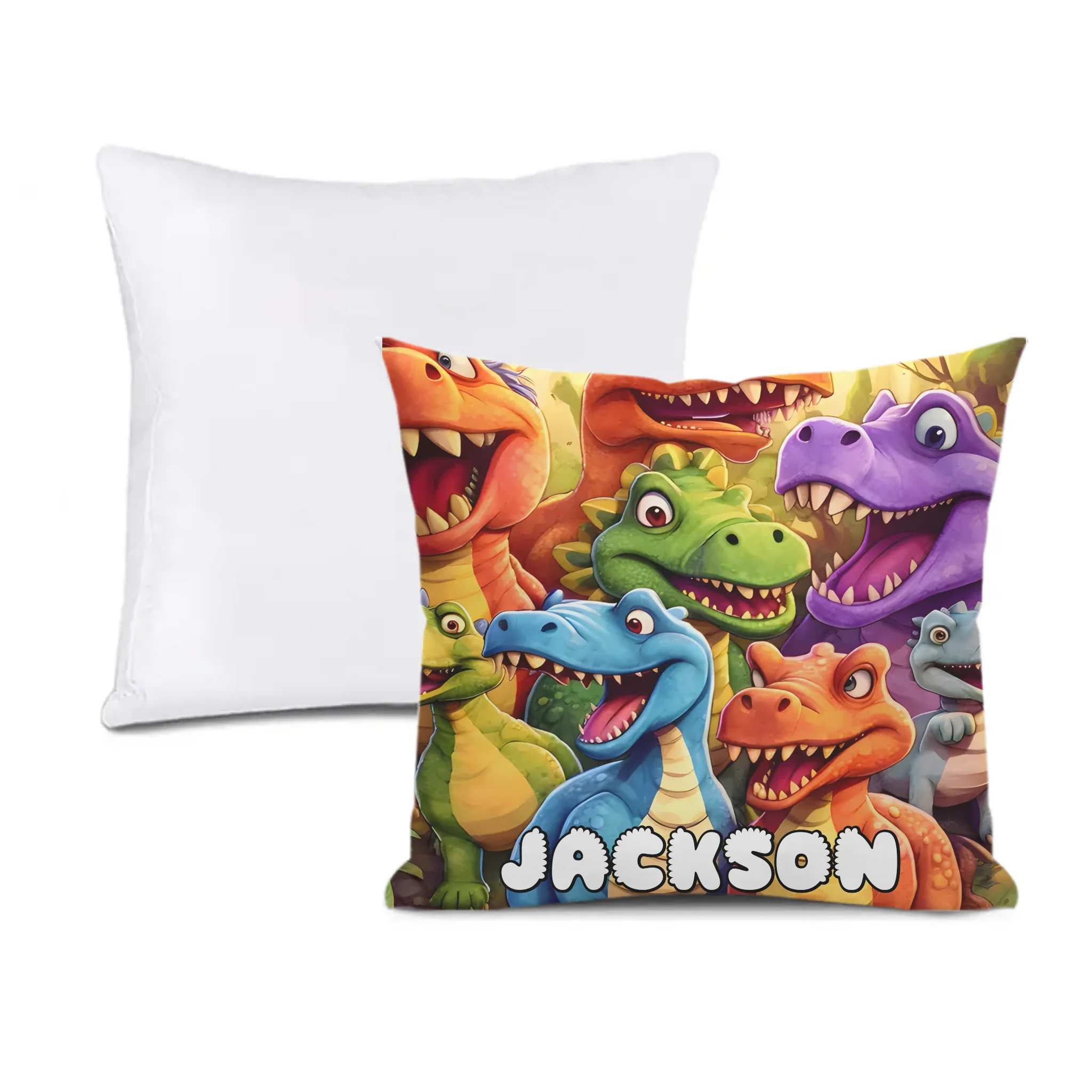 Customized Cute Dinosaur Throw Pillow - Personalized Name - Gift For Kids, Children