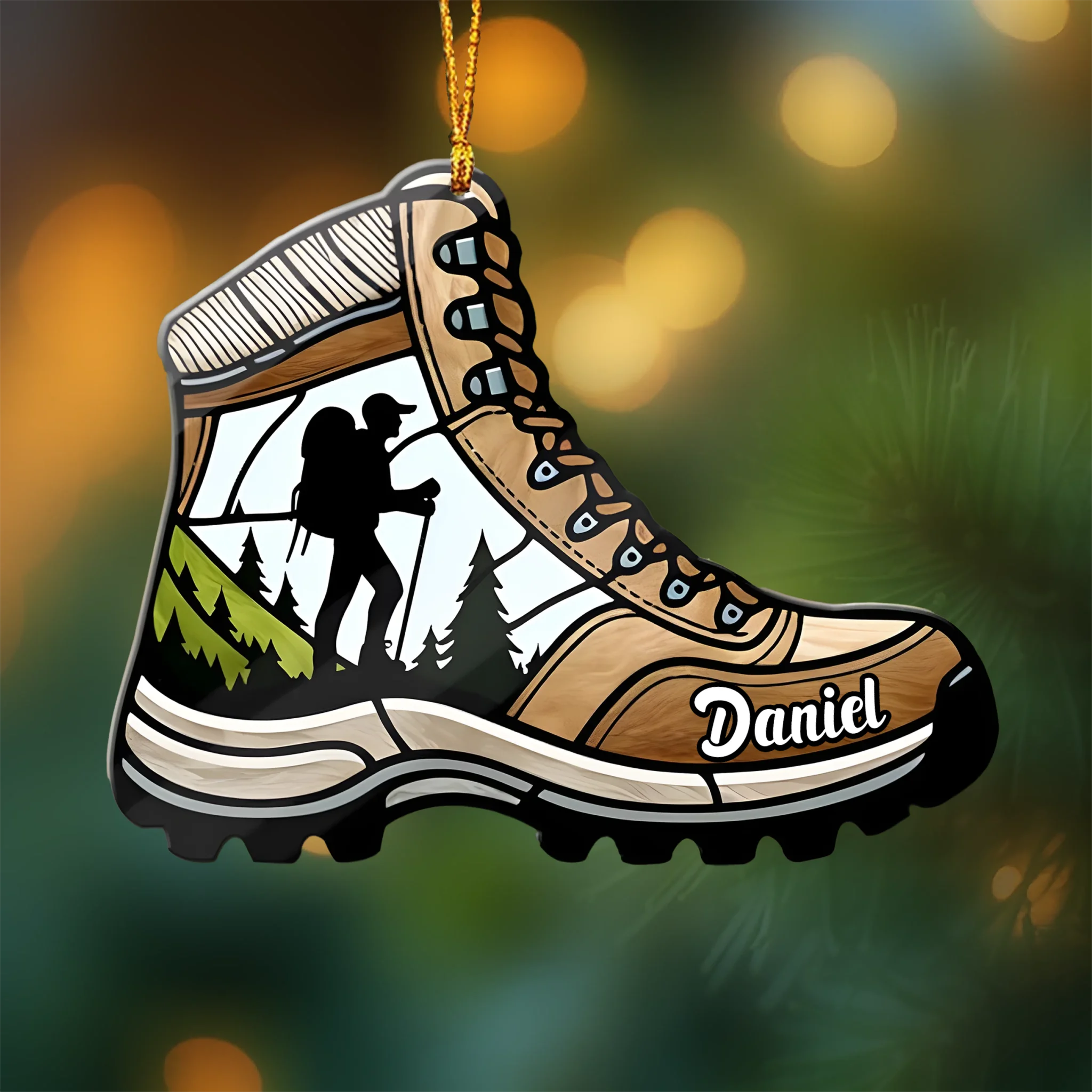 Customized Hiker Boot Acrylic Ornament - Personalized Name - Decor Gift For Adventure Enthusiast