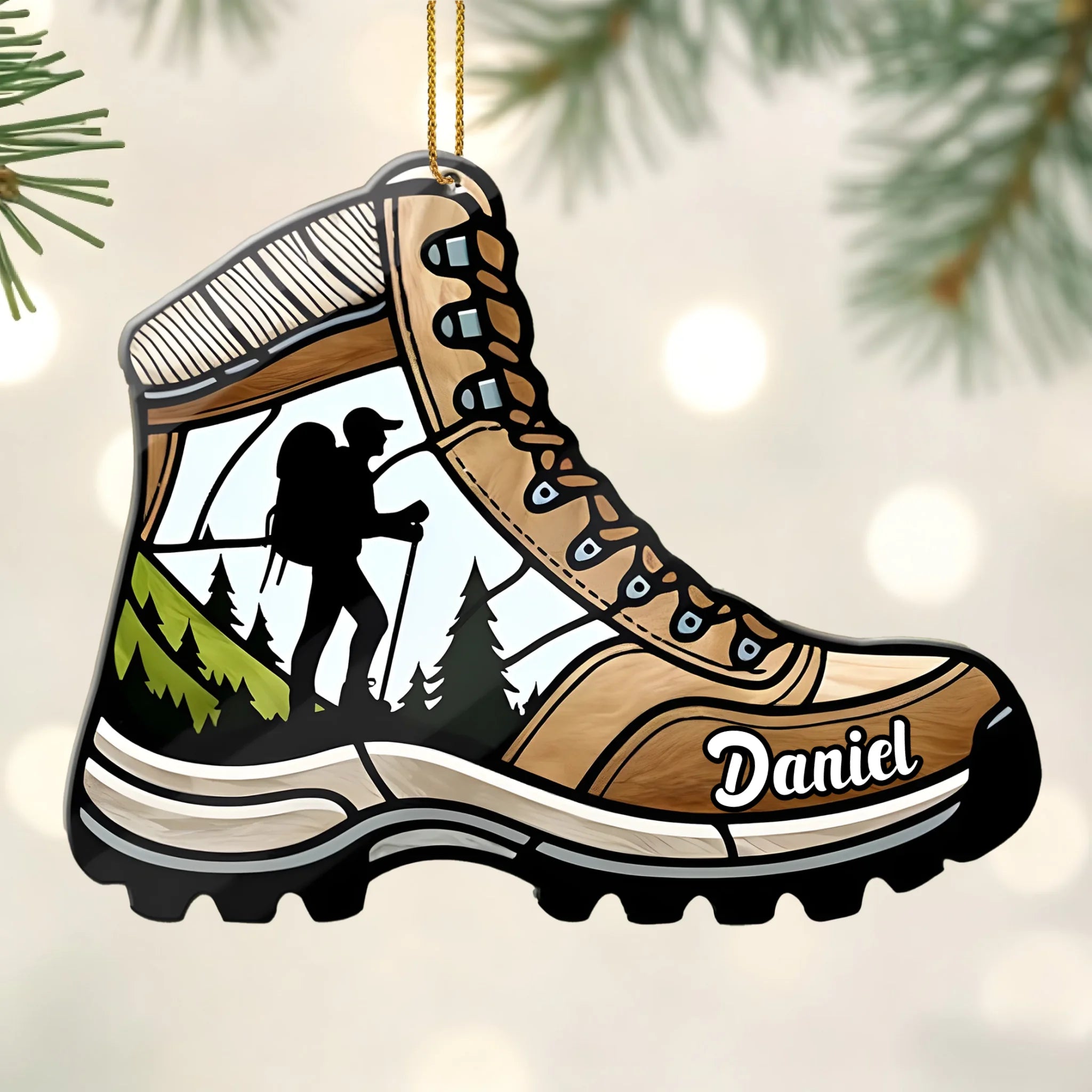 Customized Hiker Boot Acrylic Ornament - Personalized Name - Decor Gift For Adventure Enthusiast