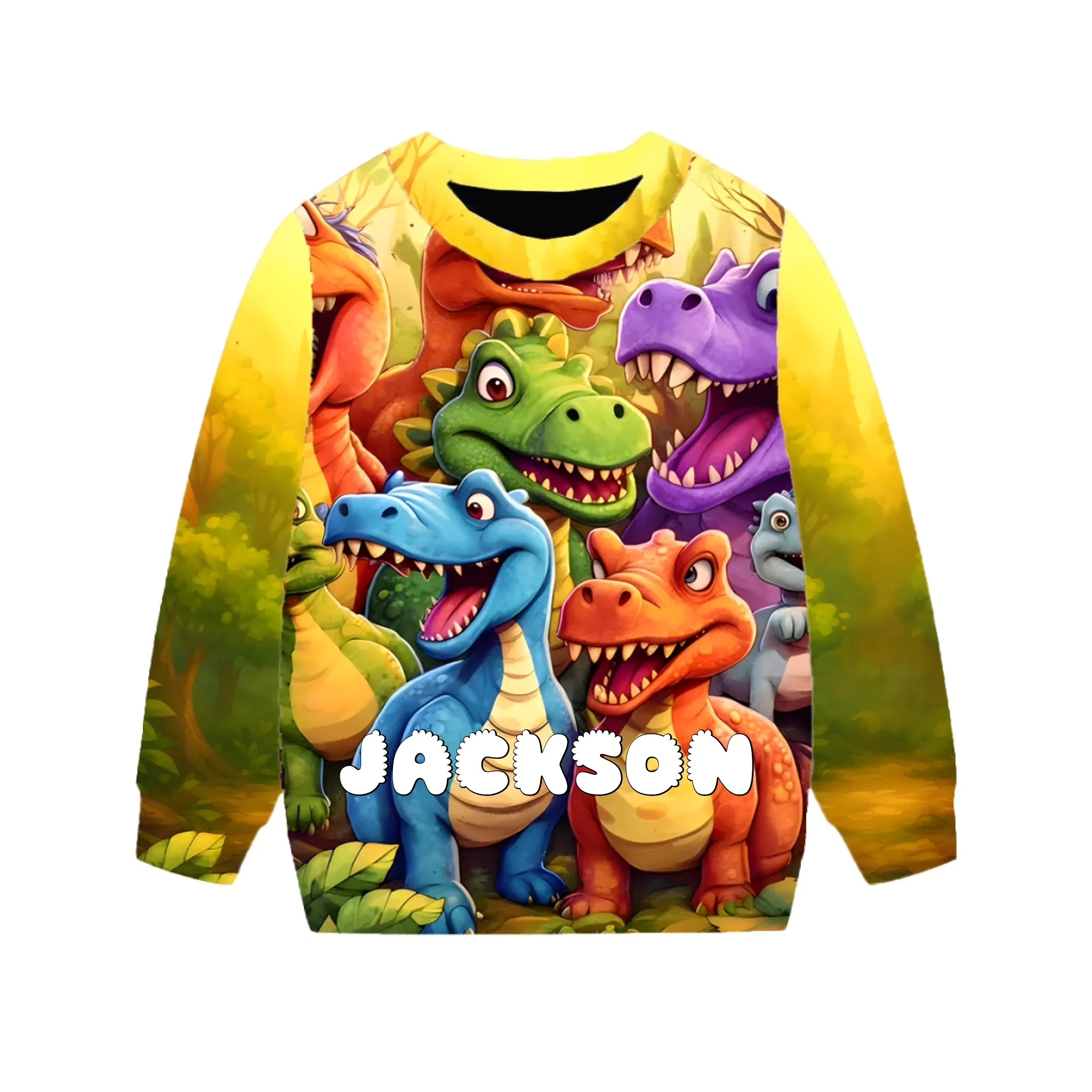 Customized Cute Dinosaur Children's Sweatshirt- Personalized Name - Gift For Kids & Teens