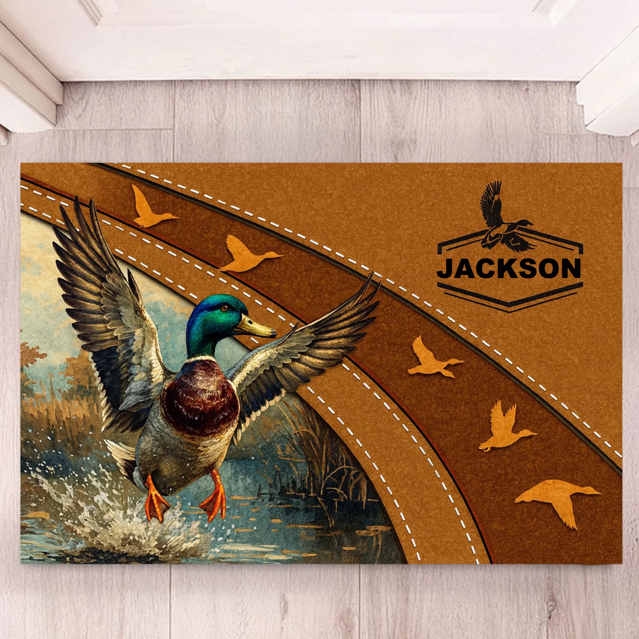 Customized Hunting Theme Doormat - Custom Name - Rustic Cabin Gift for Hunters, Housewarming