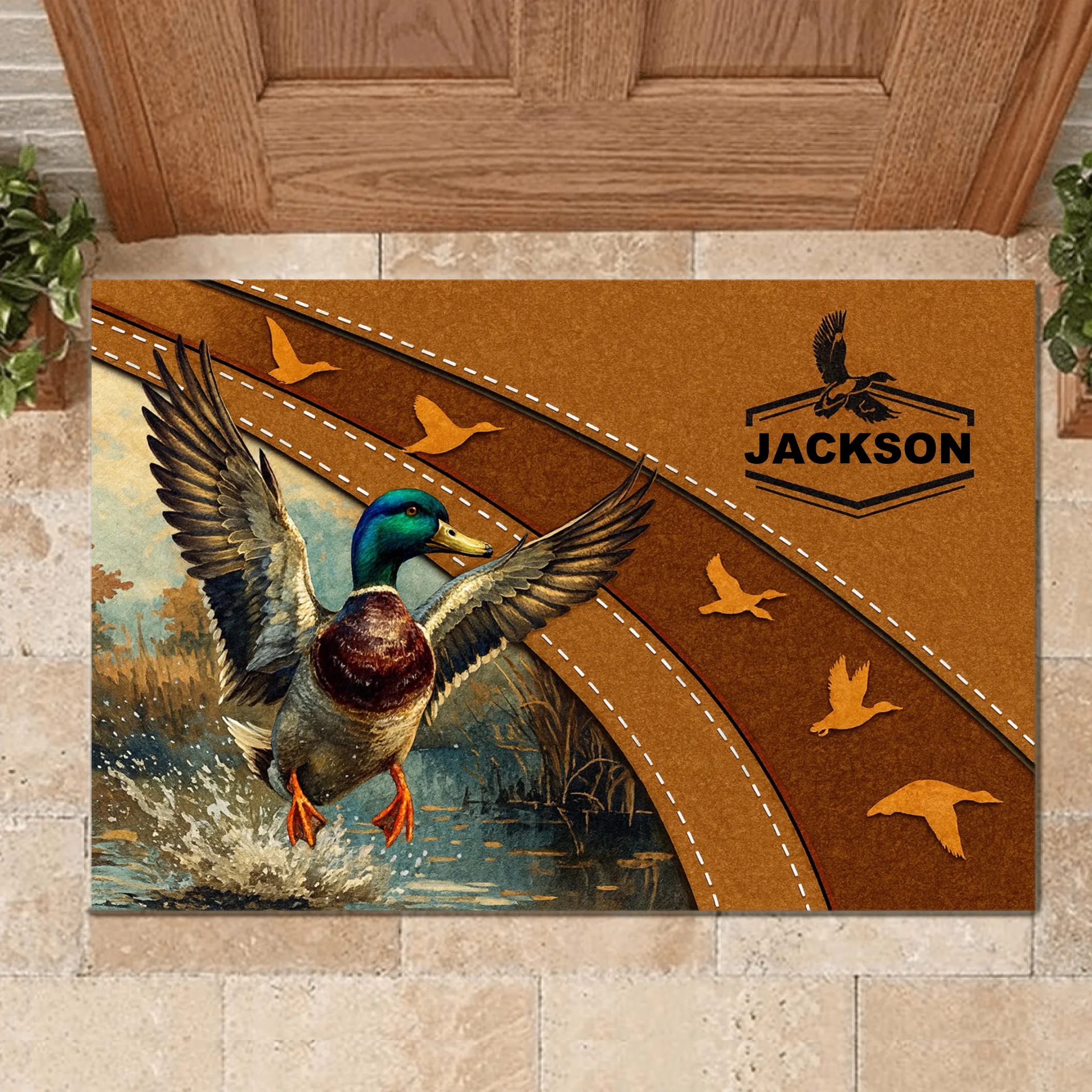 Customized Hunting Theme Doormat - Custom Name - Rustic Cabin Gift for Hunters, Housewarming