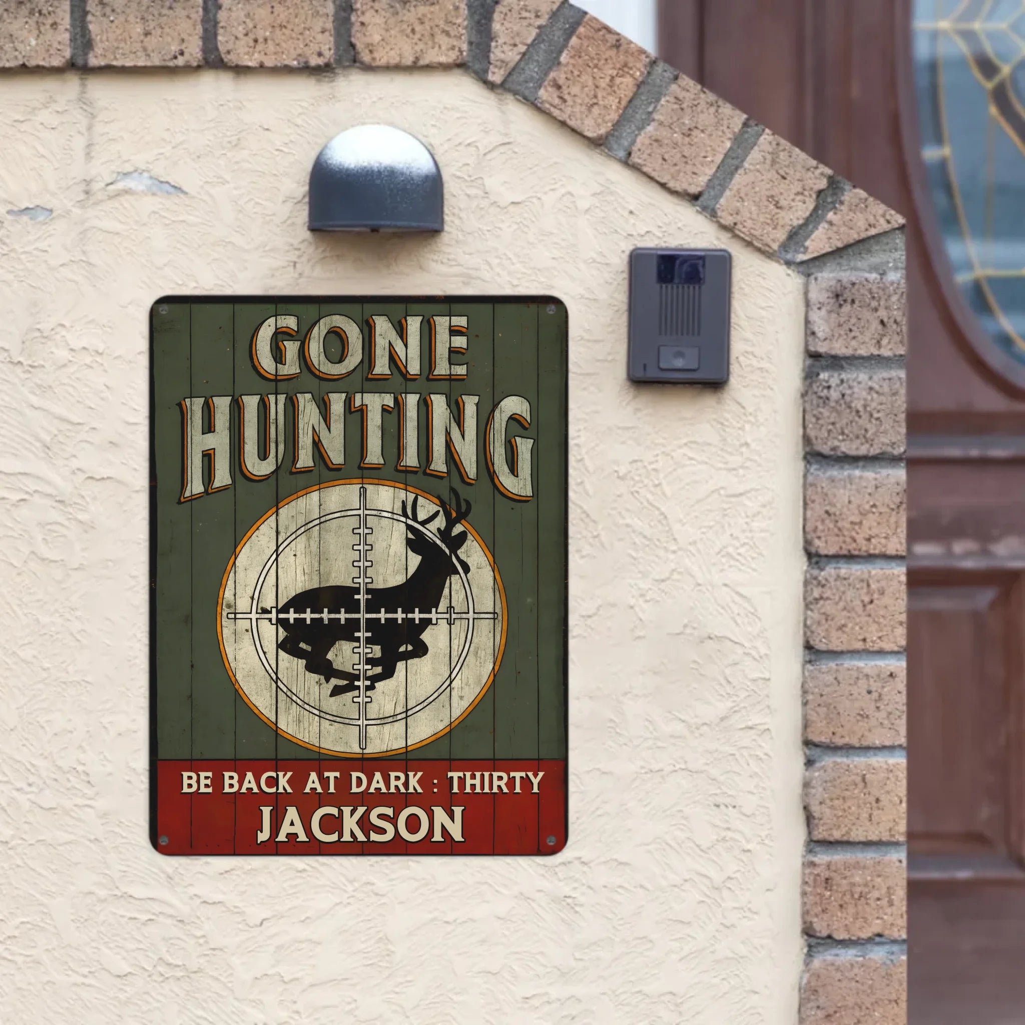 Gone Hunting Customized Painting - Personalized Name Metal Sign - Gift For Hunters, Housewarming