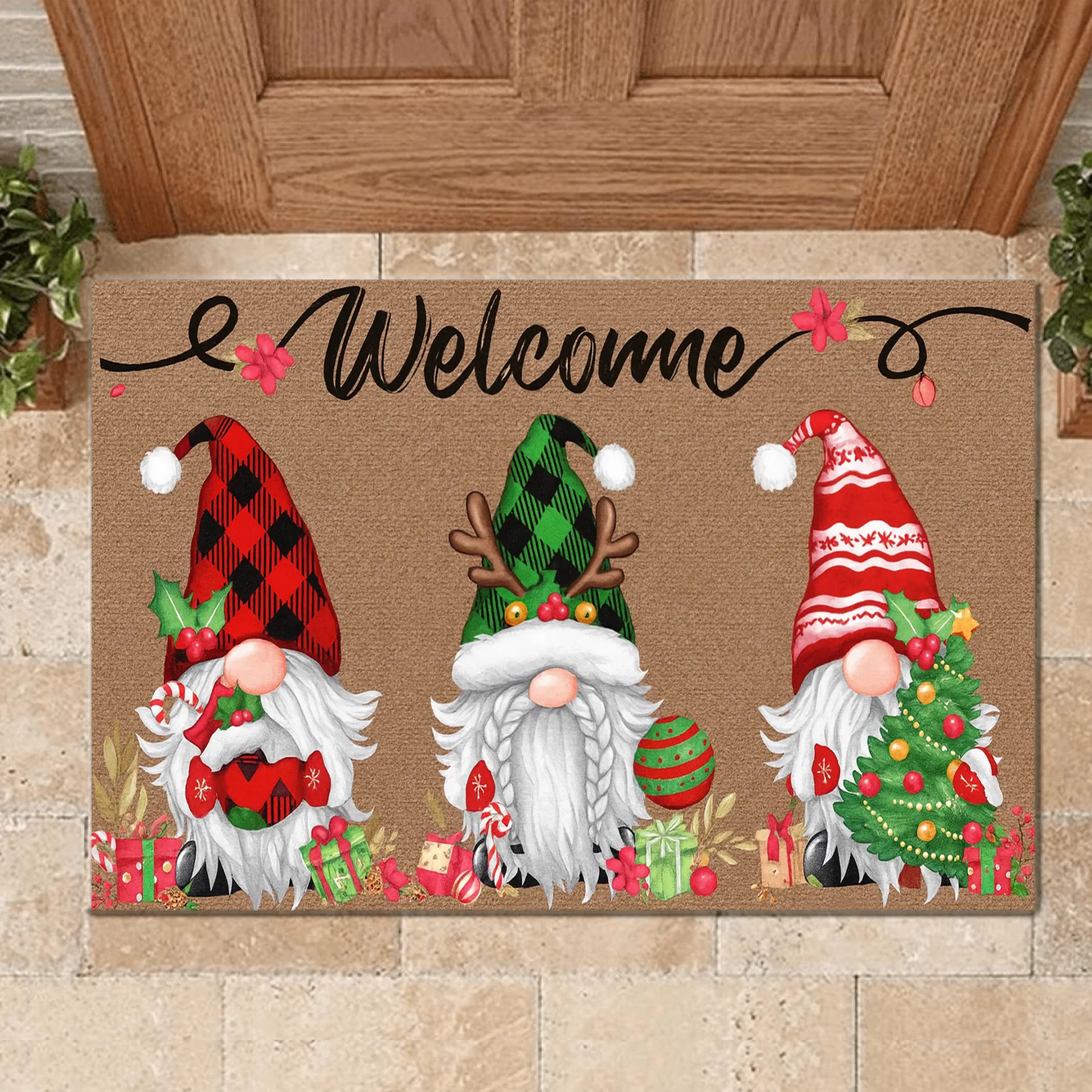 🧑‍🎄Christmas Gnome Welcome Floor Mat - Customized Pattern Doormat - Christmas Decoration Gifts