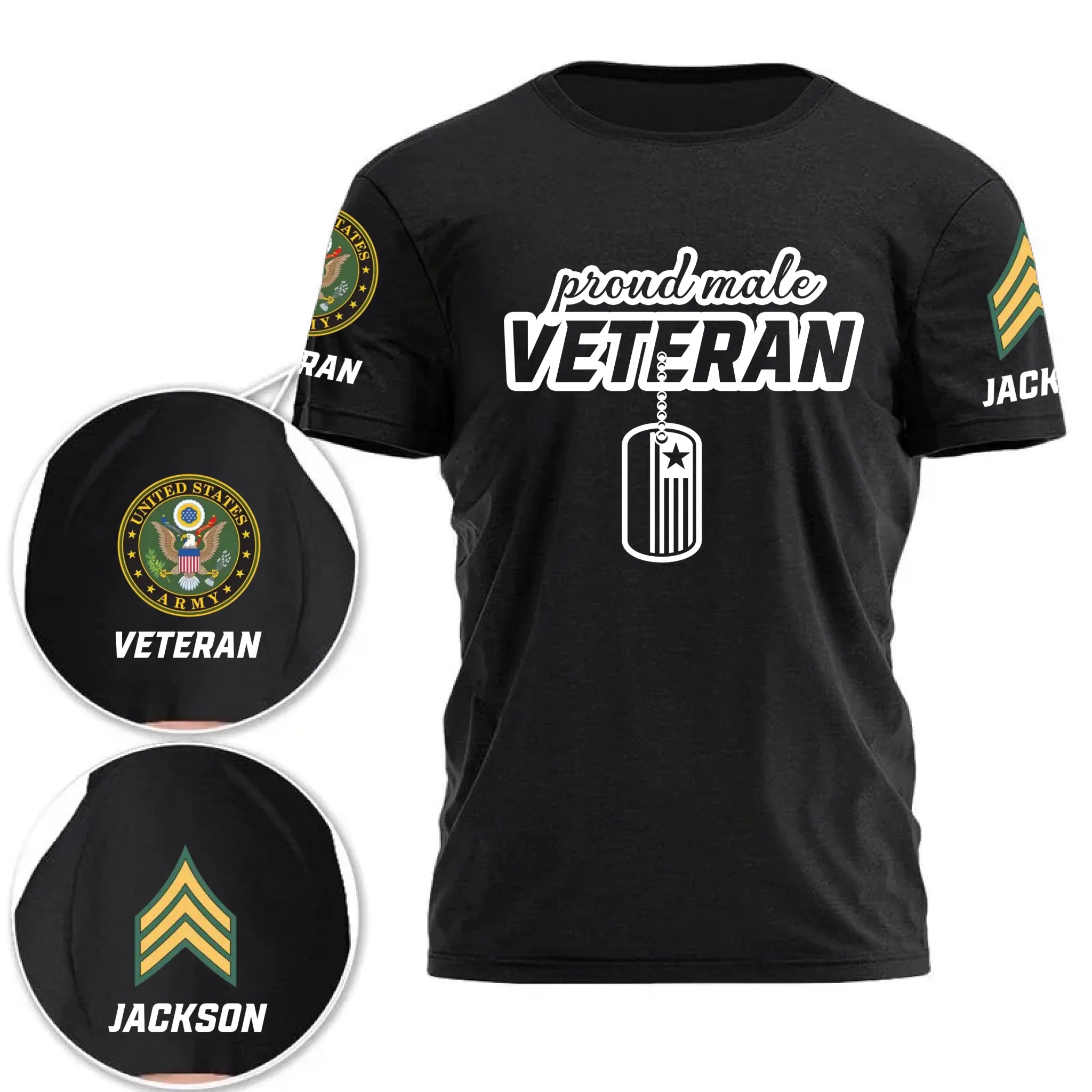 Customized Veterans Themed Unisex Clothing - Personalized Military Branch, Rank and Name Apparel - A Gift For Family,Veterans