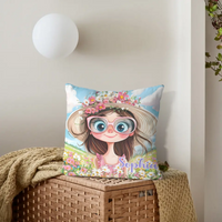 Customized Quirky Flower Girl Pillow - Personalized Name - Gift for Girls, Friends