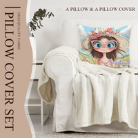 Customized Quirky Flower Girl Pillow - Personalized Name - Gift for Girls, Friends