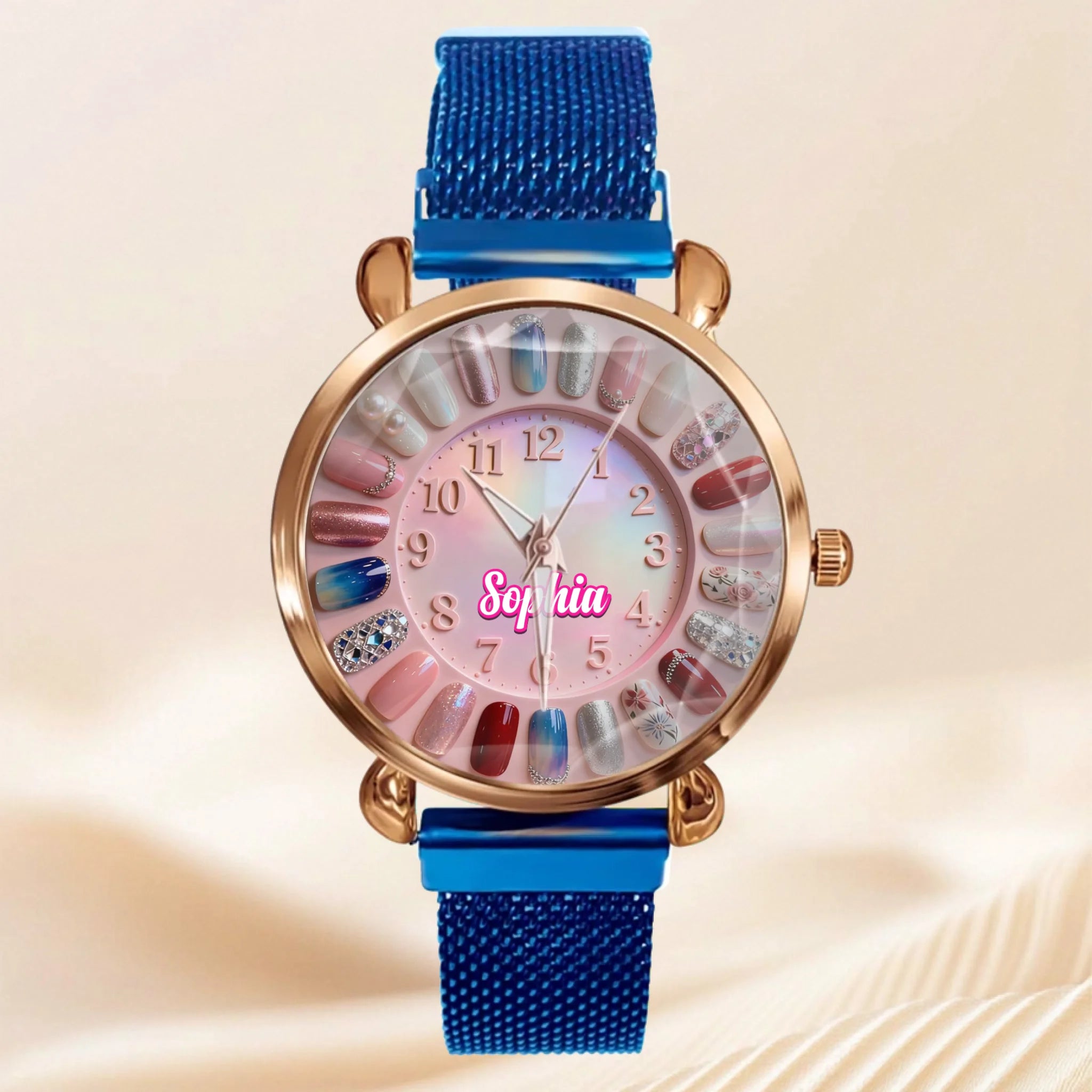 💅Customized Nail Art Themed Watch - Personalized Name - Wonderful Gift for Lady, Girl